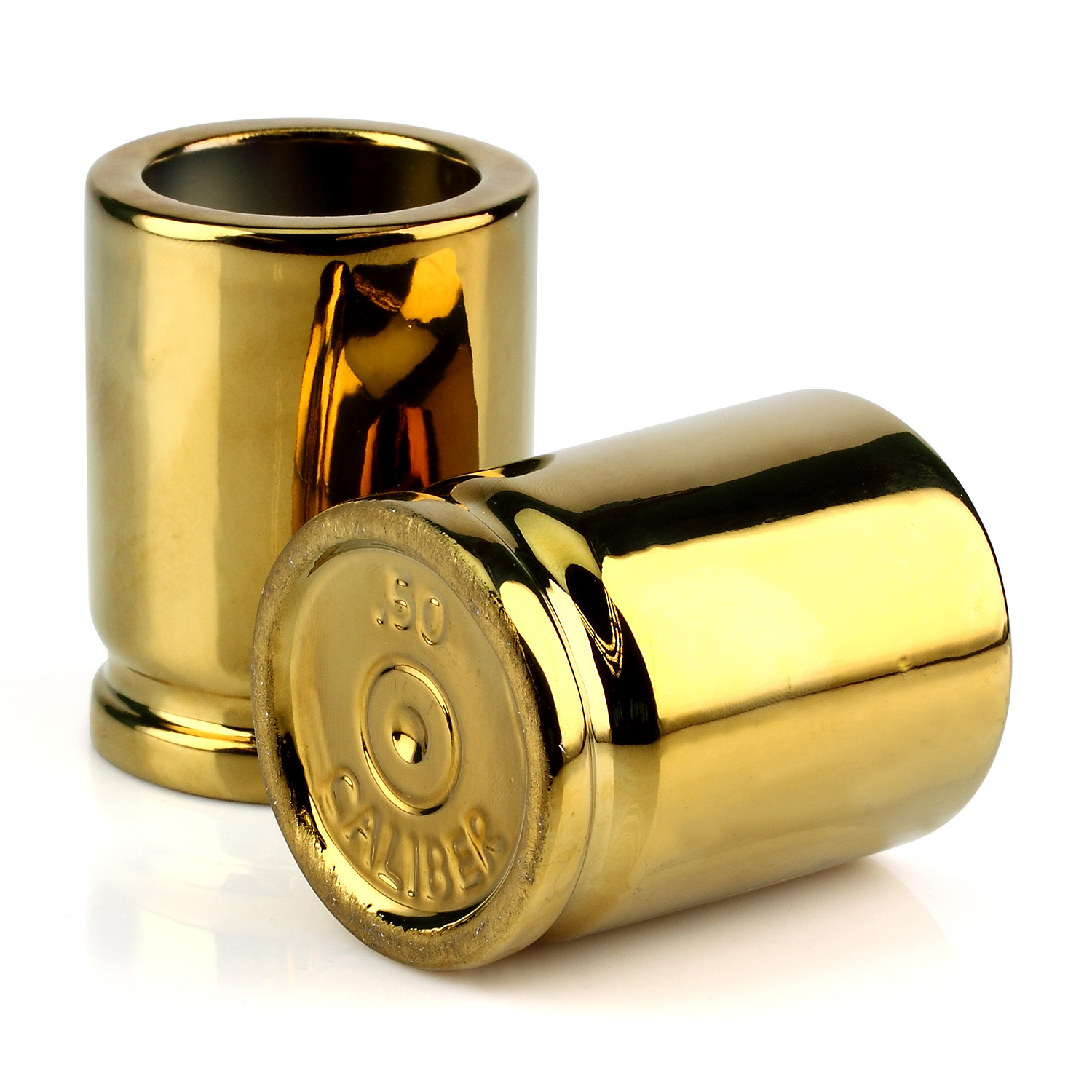 Camp CBG-SG-1002 Shot Glasses 2 50 Cal Gold Ceramic