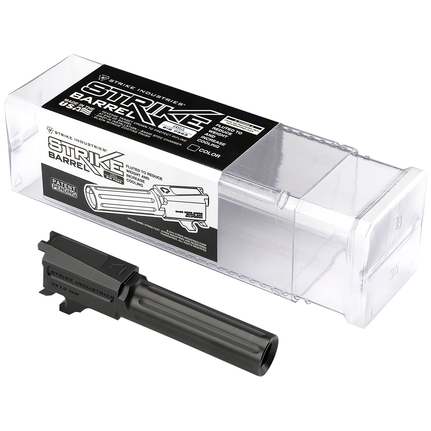 Strike Industries P365 Replacement Barrel 9MM 3.10 Fluted Black Nitride