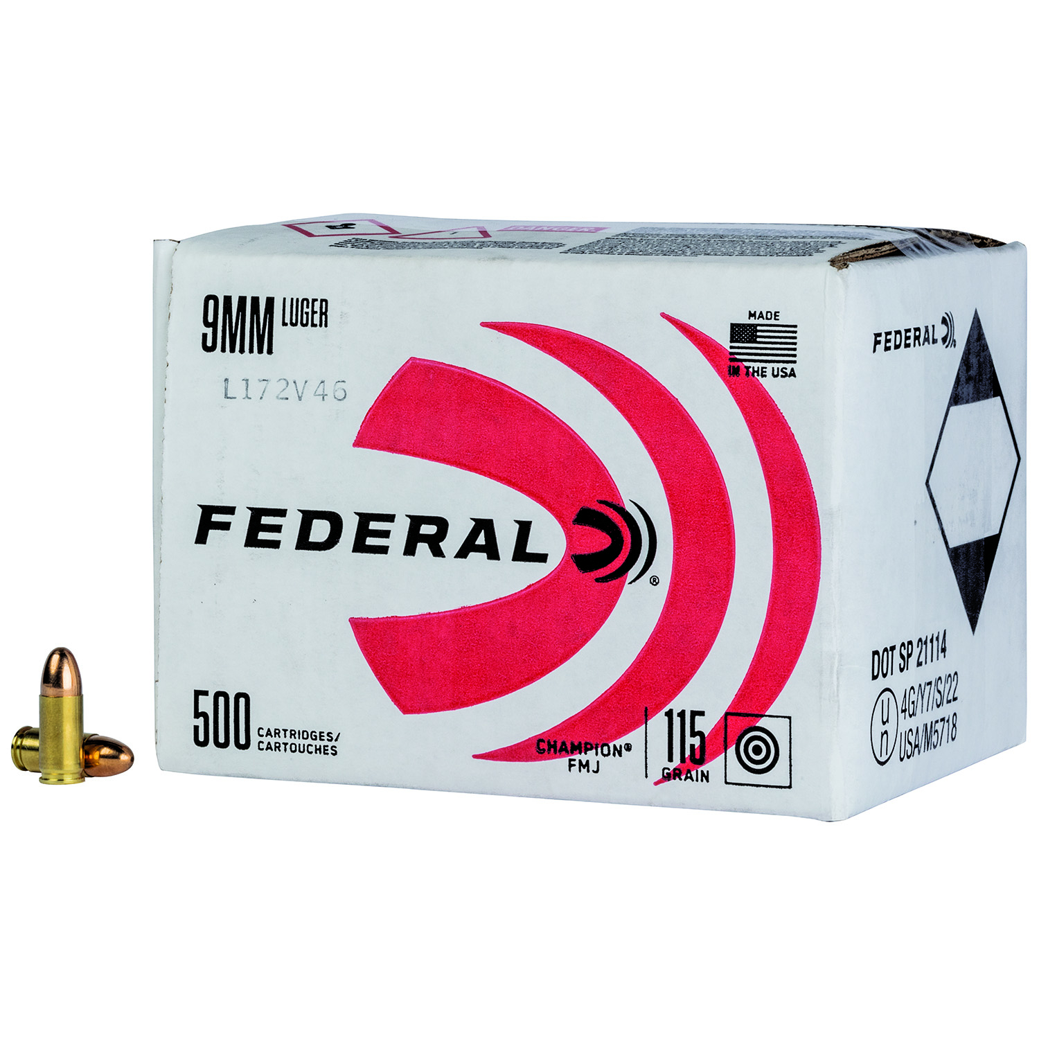 Federal Champion 9MM 115GR Full Metal Jacket Bulk 500