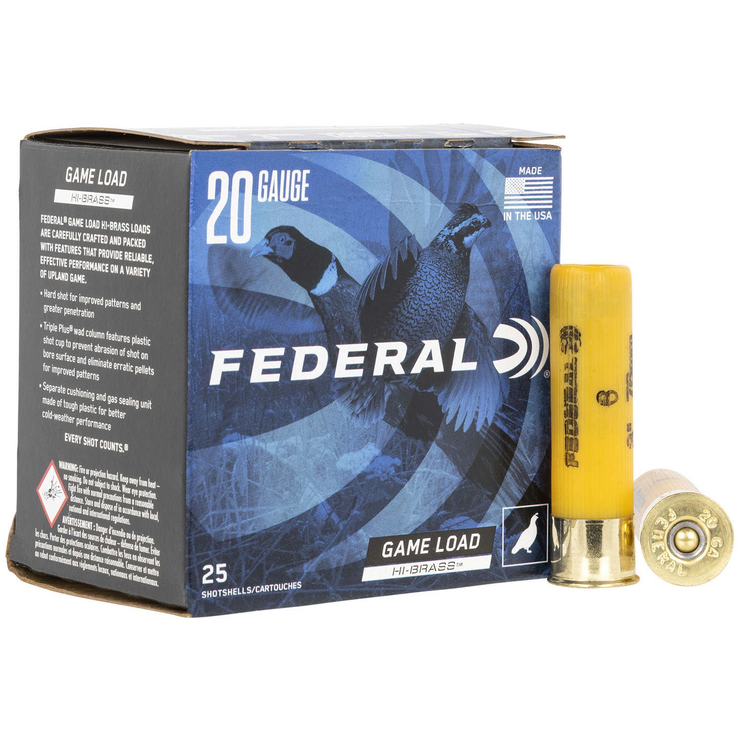 Federal Game-shok Hi-brass 20GA 3 1 1/4OZ 6 Shot 25 Rd.