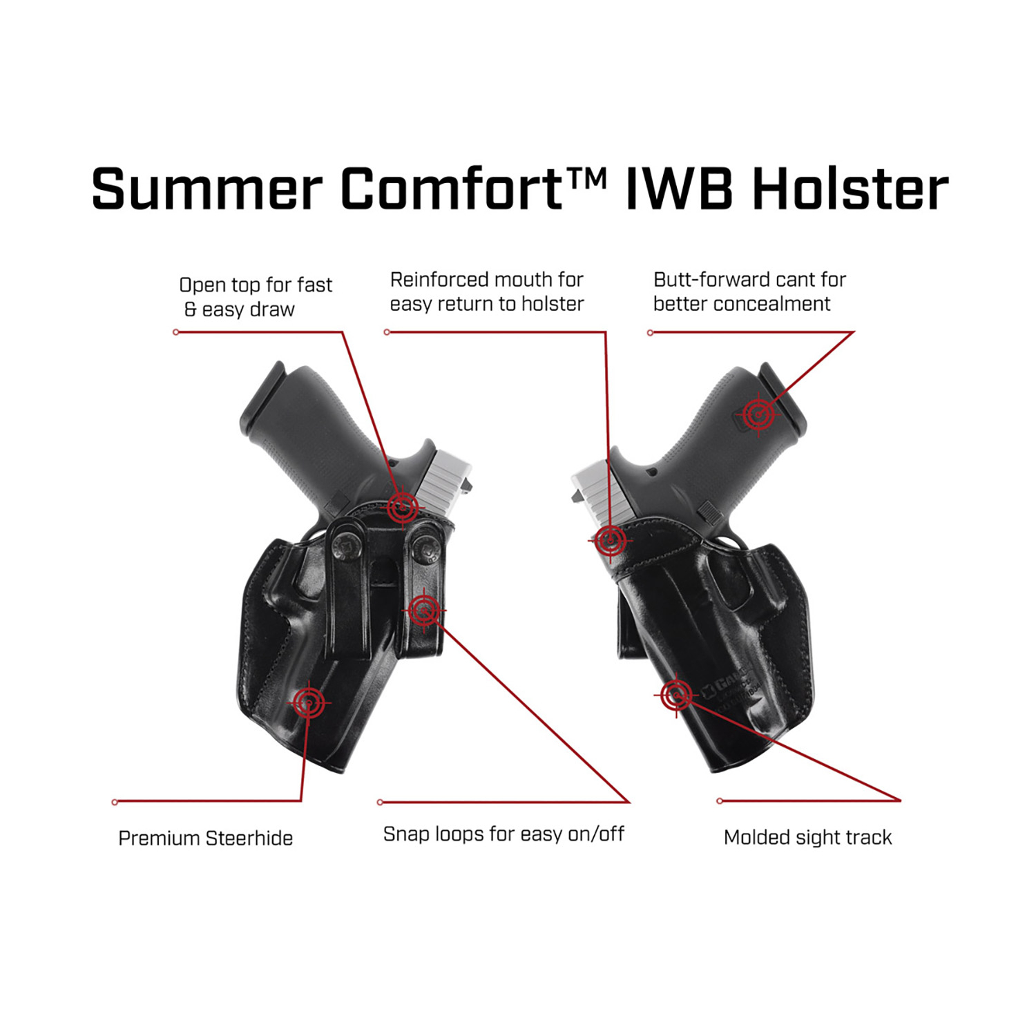 Galco SUM270B Summer Comfort Iwb Holster Black Leather Right Hand - Image 3