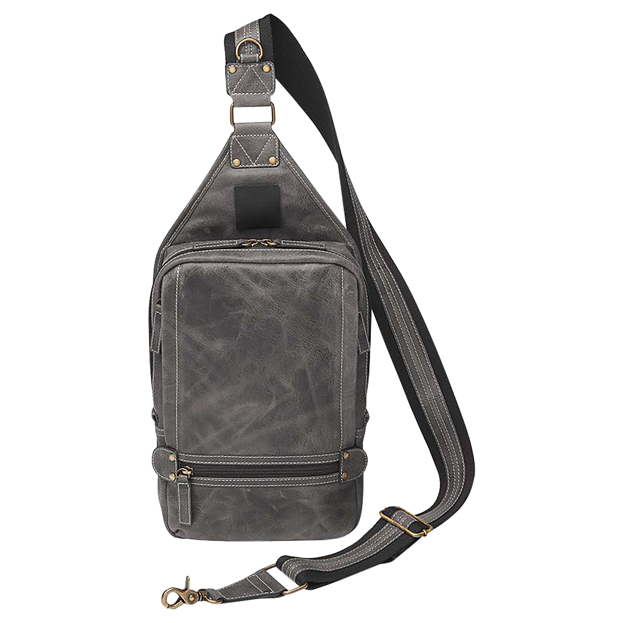 Gtm GTM-CZY/108GREY Sling Backpack Gray Leather