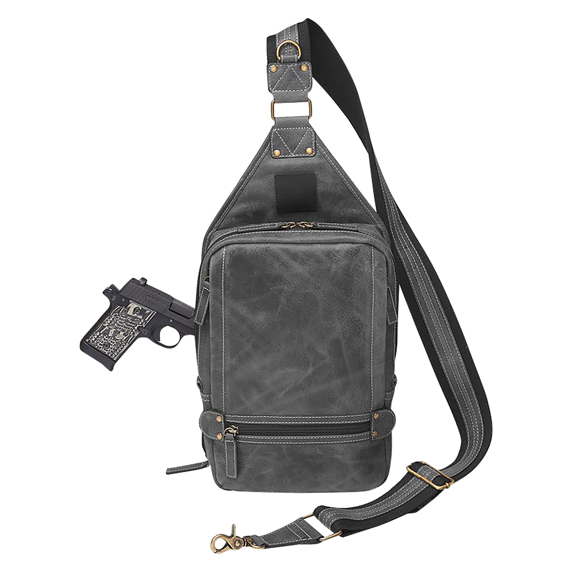 Gtm GTM-CZY/108GREY Sling Backpack Gray Leather - Image 3