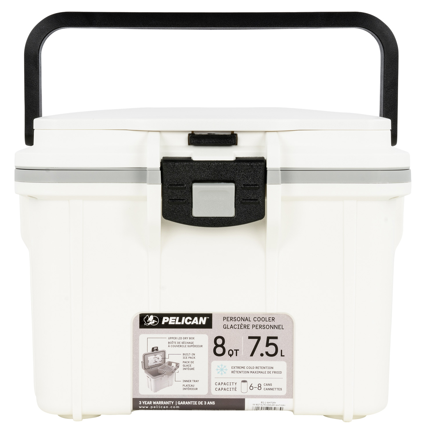 Pelican 8QT Elite Cooler Wht/gry