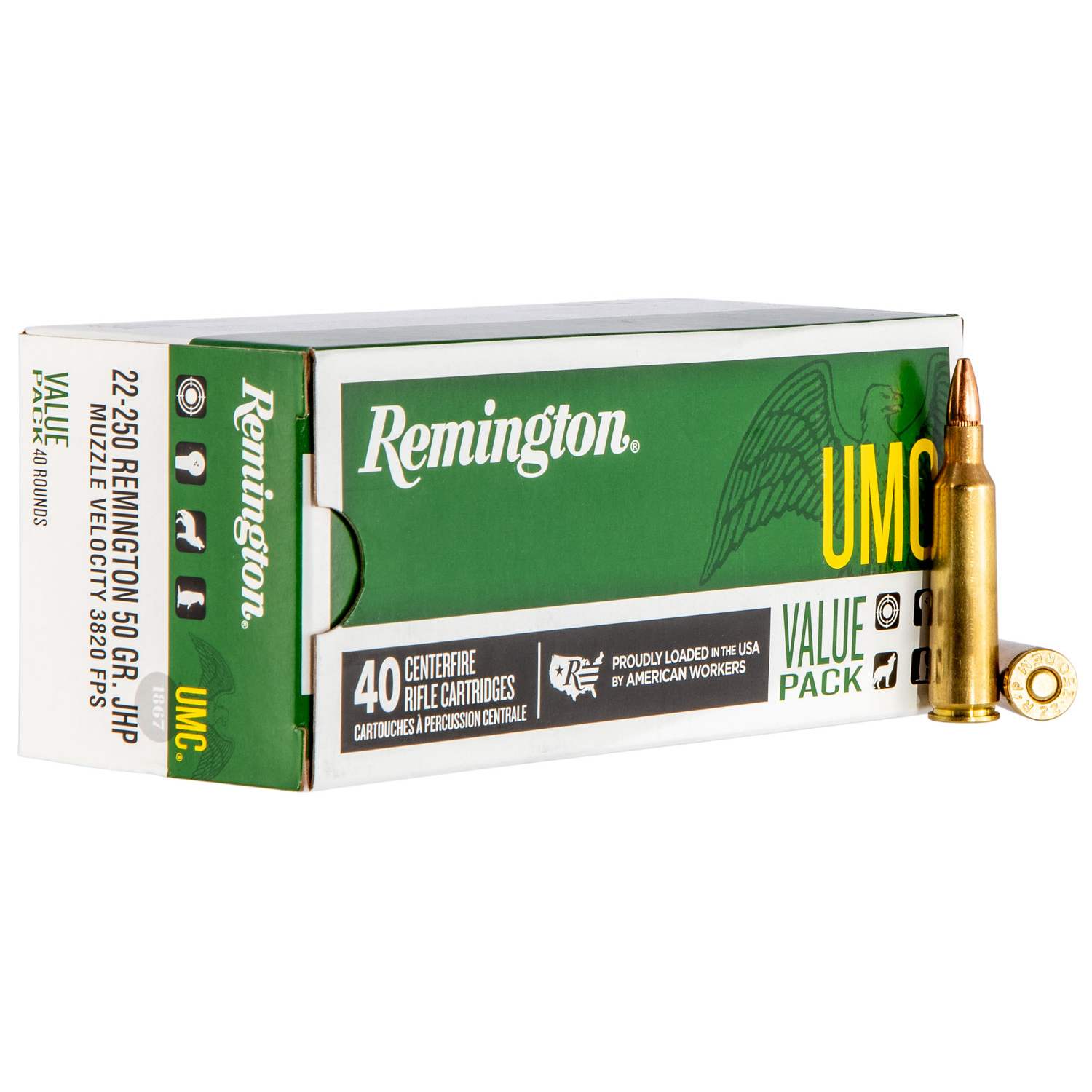 Remington 22-250 Rem 50GR Jhp 40RD Value Pack Ammo