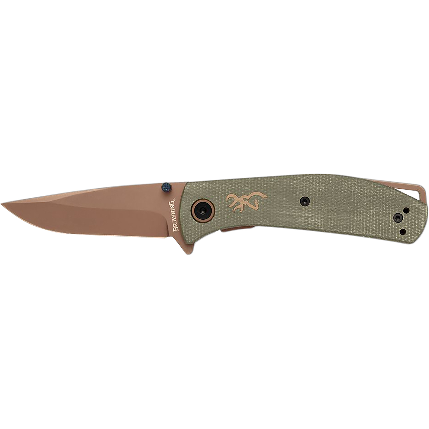 Browning Trailside Small Edc Knife 3 D2 Steel Green Micarta