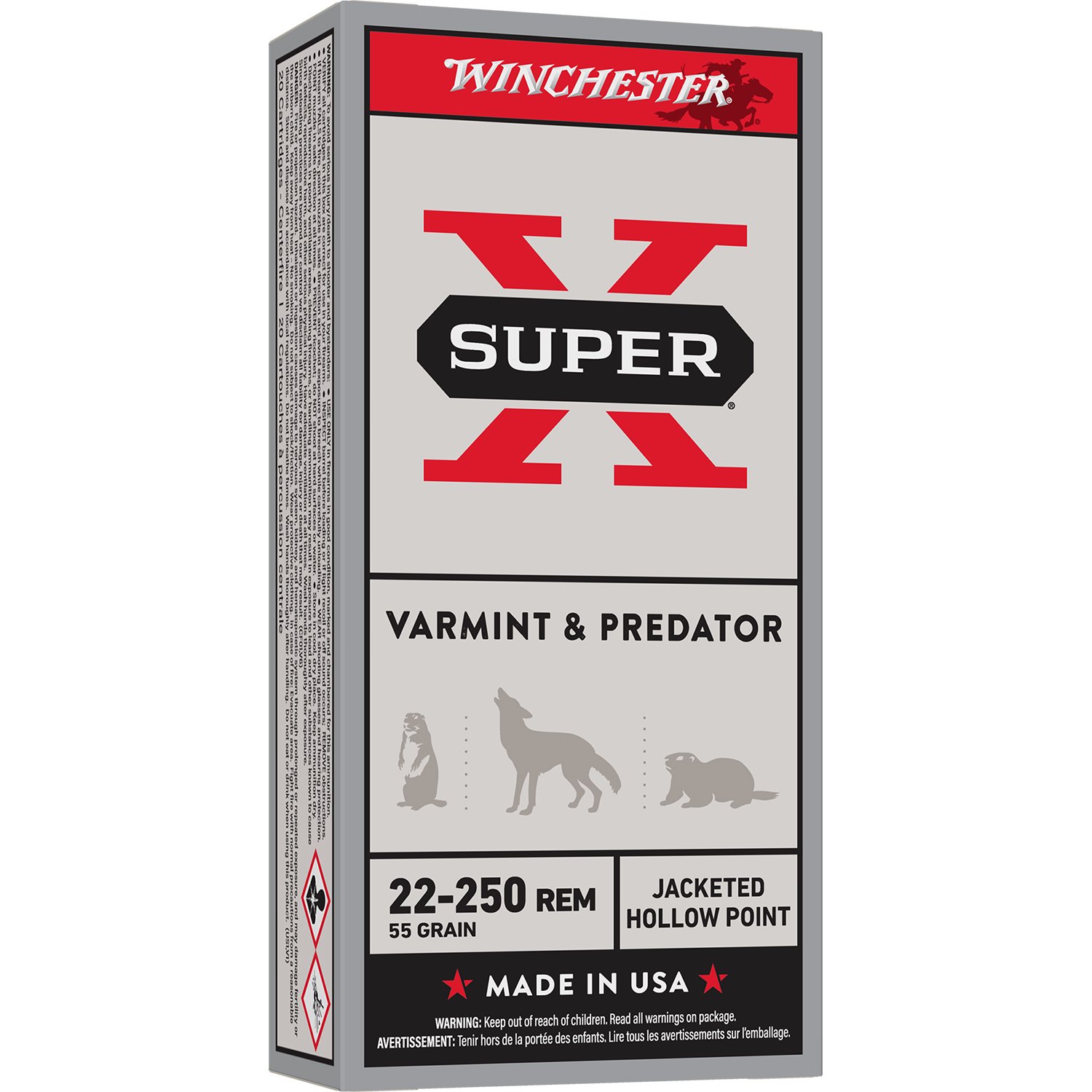Winchester 22-250 Rem 55 Jhp Super X 20 Rounds