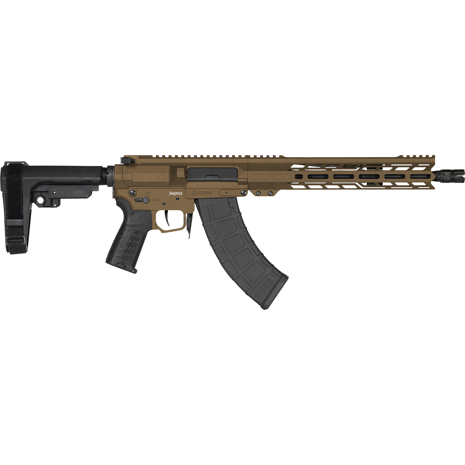 Cmmg Banshee MK47 7.62X39 30+1 12.5 Bronze Pistol With Rip Brace