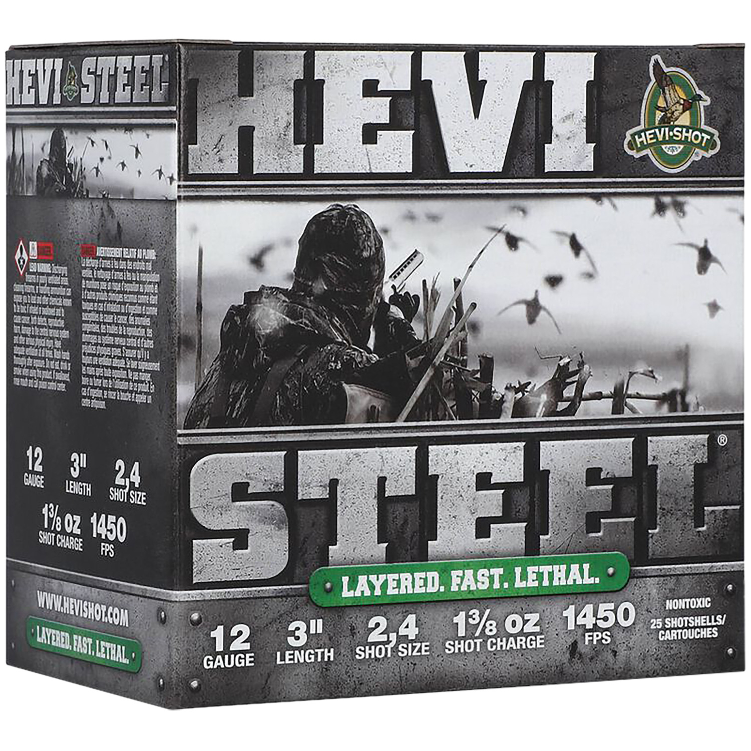 Hevi-steel 12GA 3 1-3/8OZ 2&4 Stack Ammo 25RD