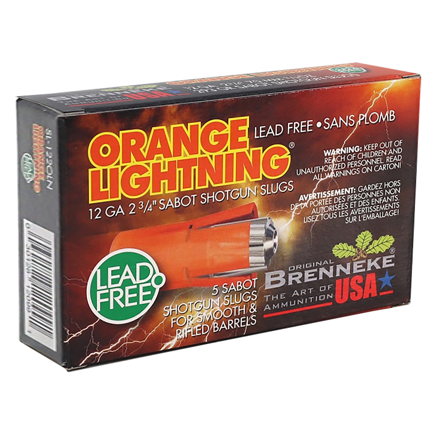 Brenneke Orange Lightning Lead Free Sabot 12 Ga. 2 3/4 In. 5 Rd.