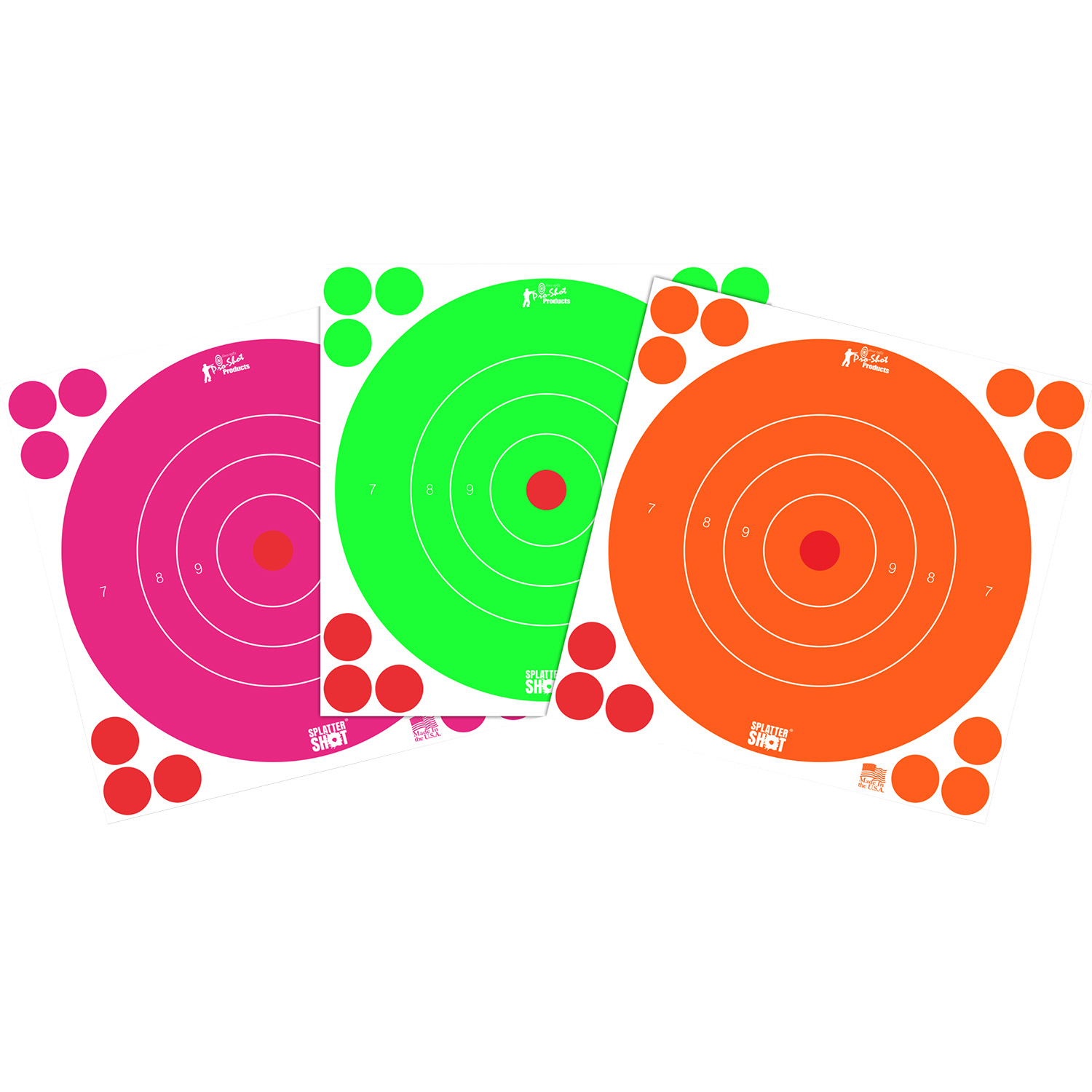 Proshot 8B-FL-6COMBO 8 Splatter Shot Self-adhesive Orange/pink/green