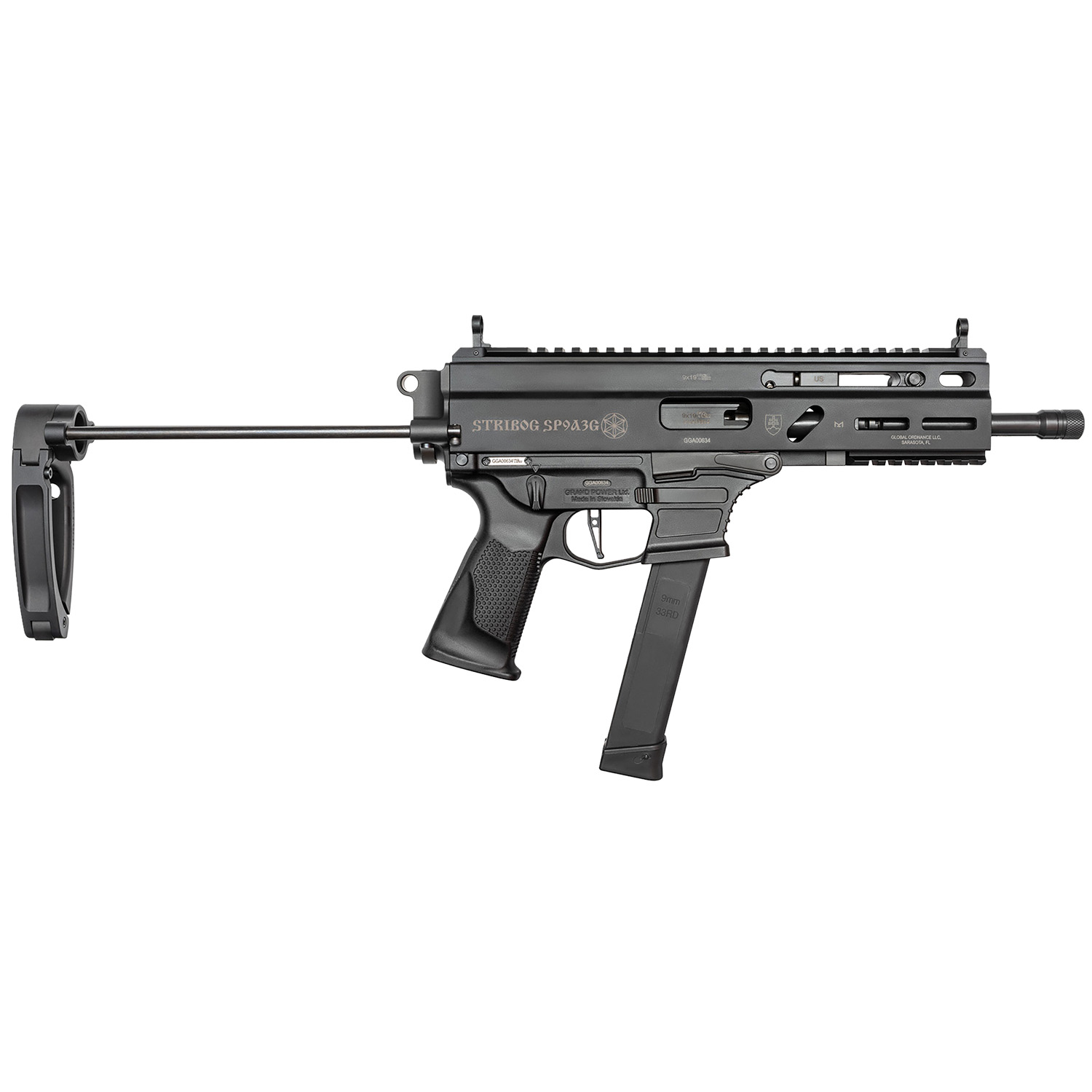 Grand Power Stribog SP9A3G 9MM 30+1 Tailhook Brace