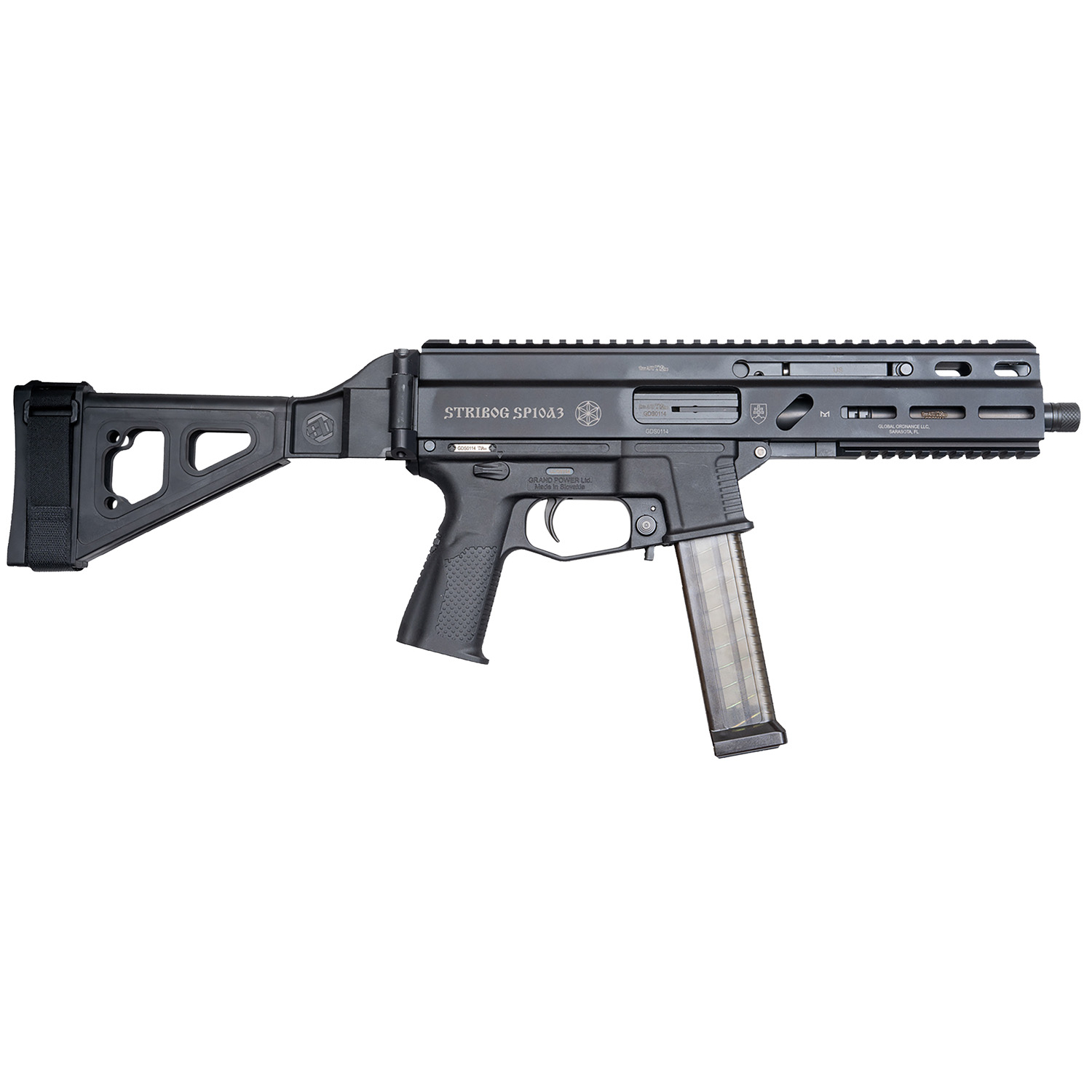 Grand Power Stribog SP10A3 10MM 20+1 Pistol With Brace