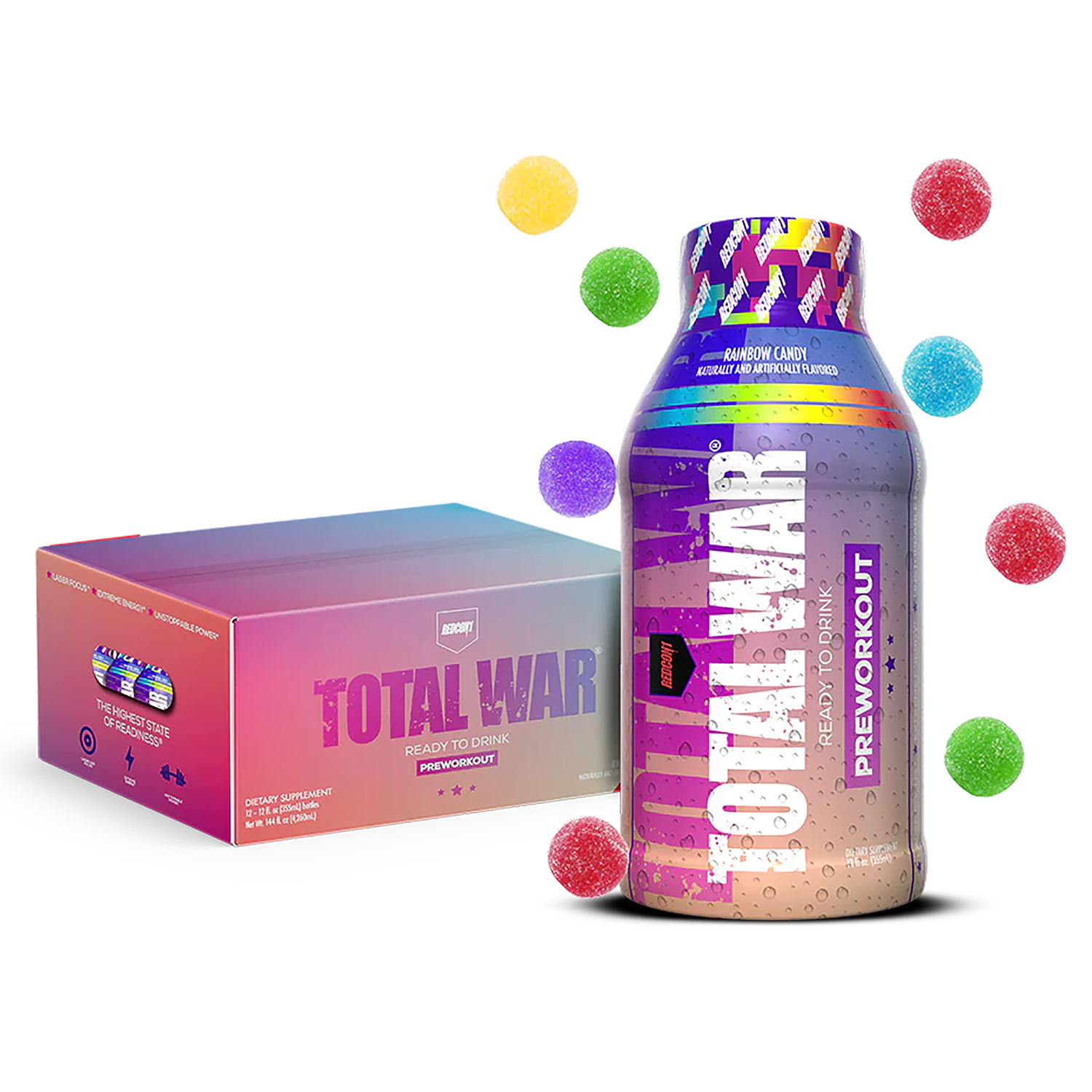 REDCON1 Total War Ready to Drink Rainbow Candy 12 Pack