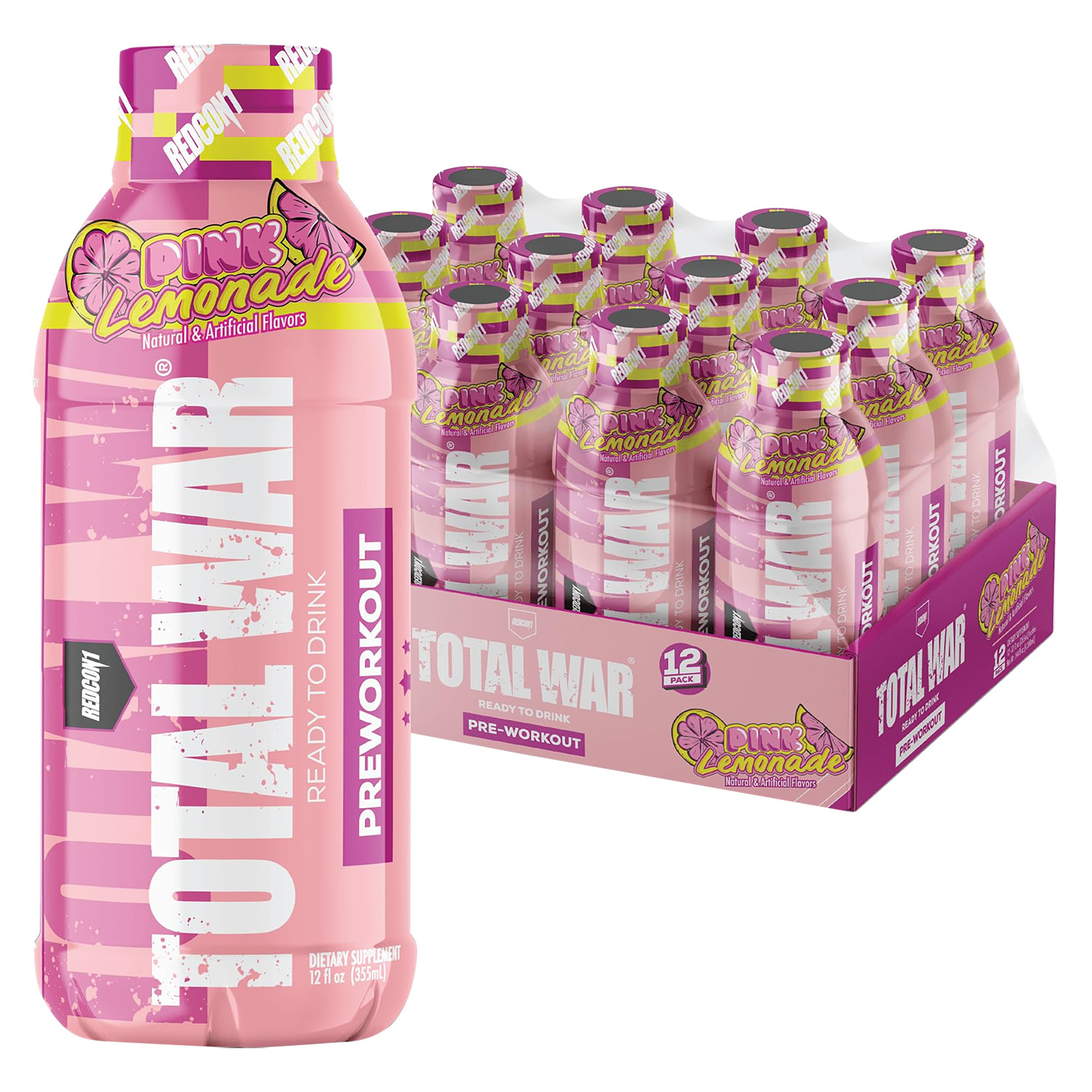REDCON1 Total War Ready to Drink Pink Lemonade 12 Pack