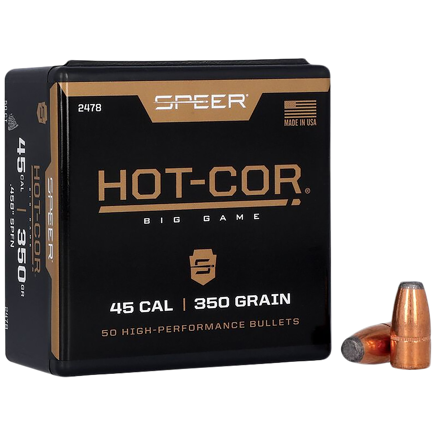 Speer 45 Cal 350 Gr Soft Point Flat Nose 50 Per Box