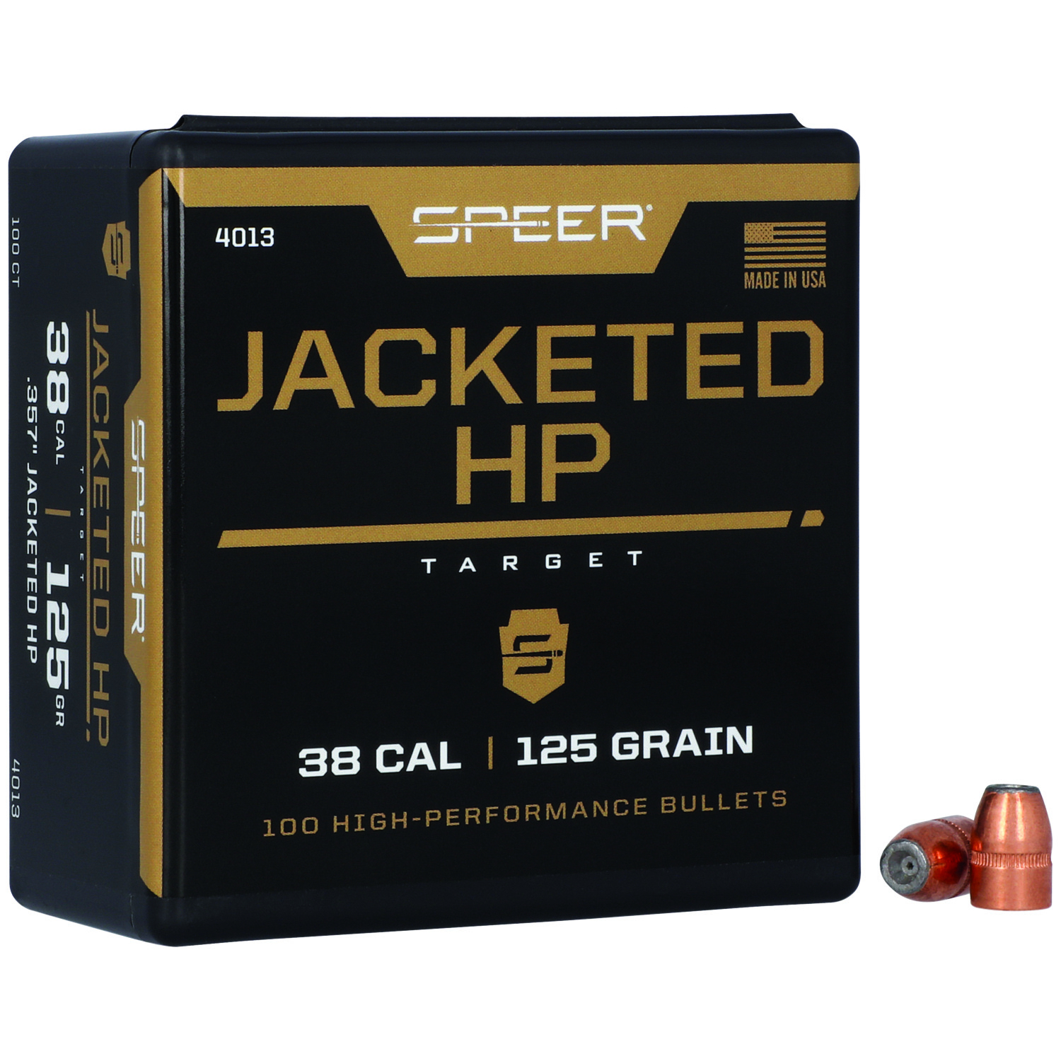 Speer 4013 Handgun 38 Cal .357 125 Gr Jacketed Hollow Point 100 Per Box
