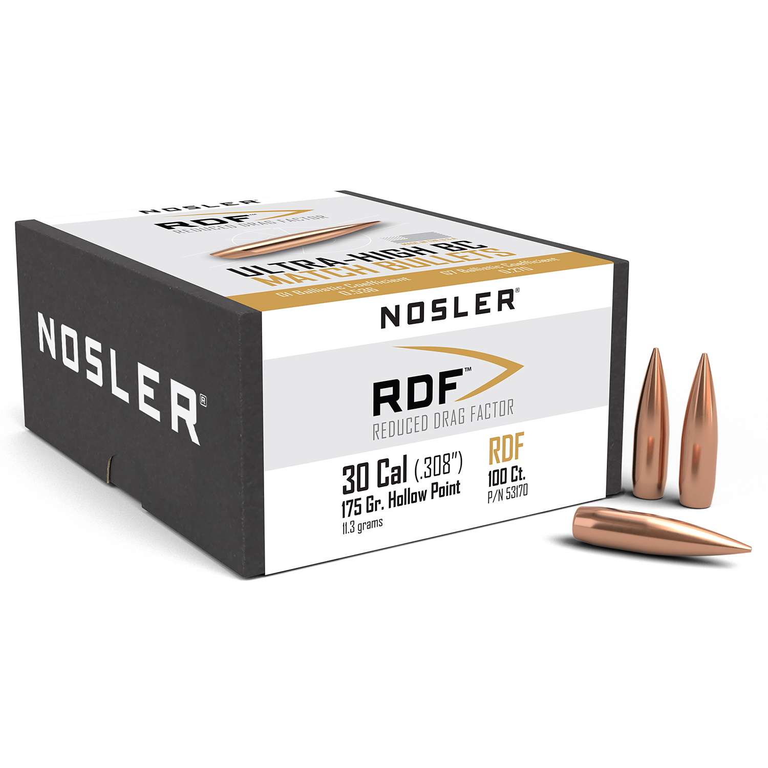 Nosler Rdf 30 Caliber .308 175 Grain Hpbt 100 Count