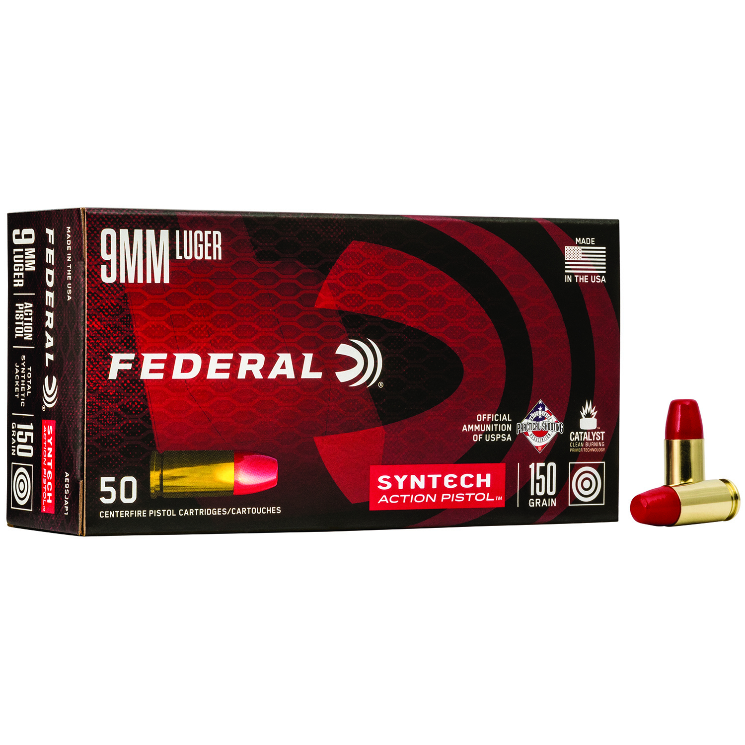 Federal 9MM Luger 150GR Syntech Action Pistol Ammo 50RD
