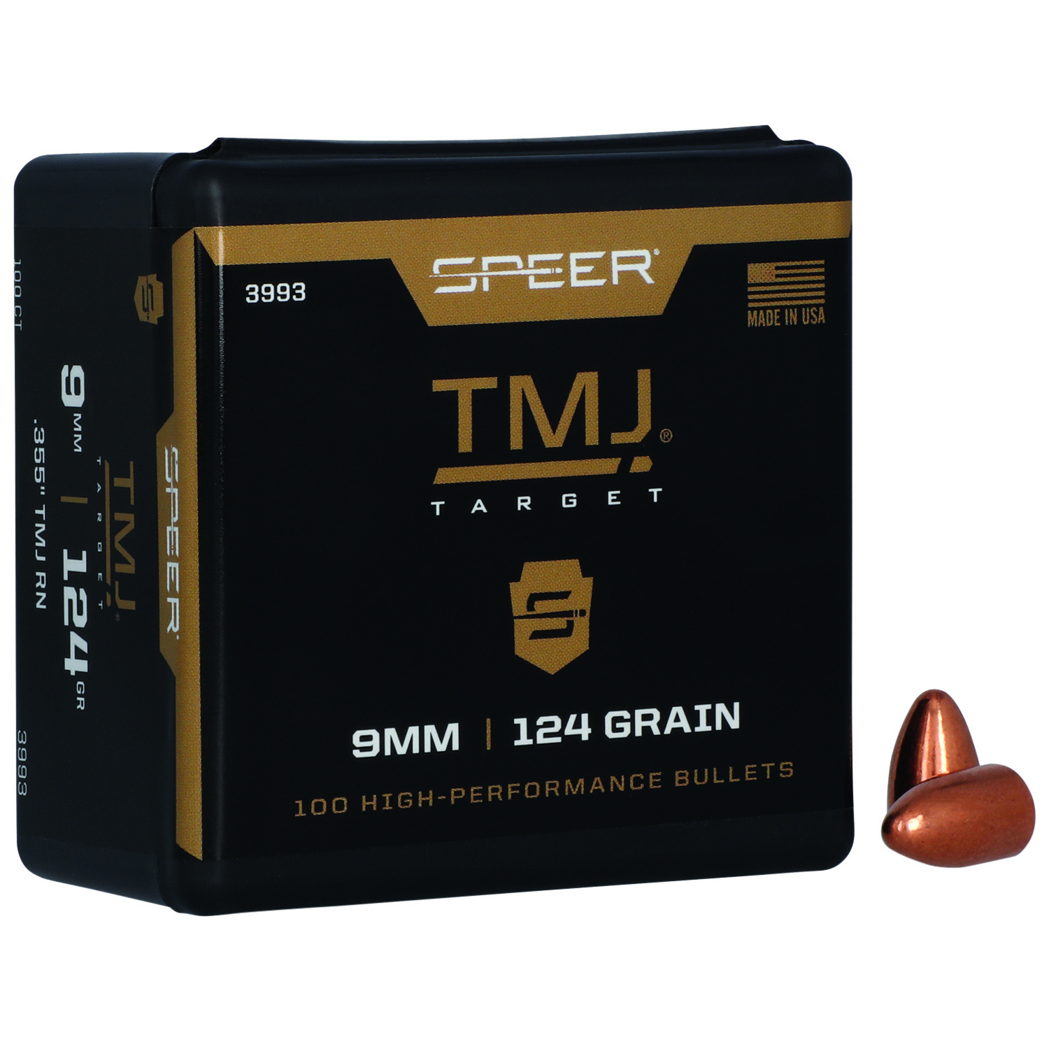 Speer 3993 9MM 124GR Tmj Bullet 100 Per Box