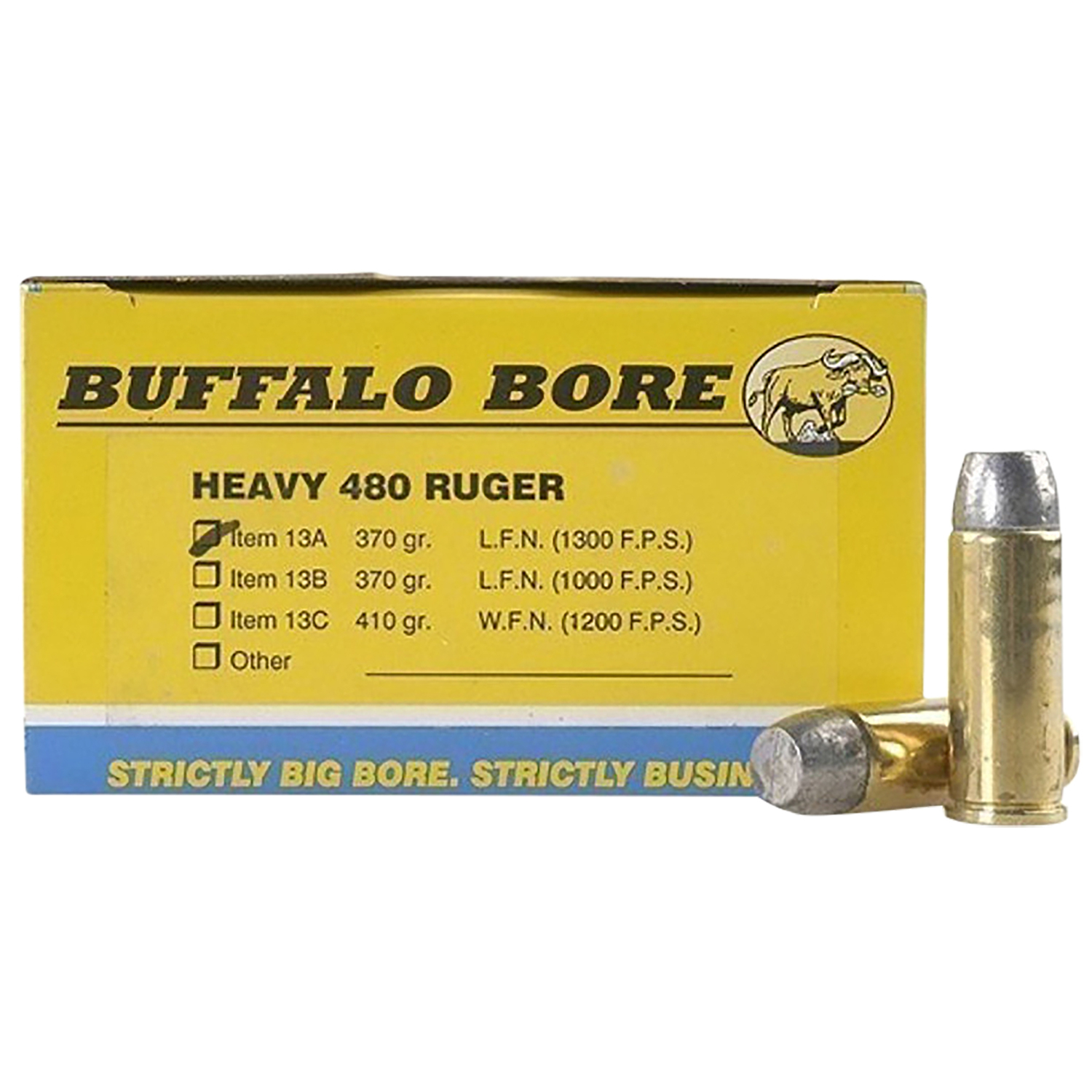 Buffalo Bore 480 Ruger 370GR Lead Flat Nose 20 Rounds