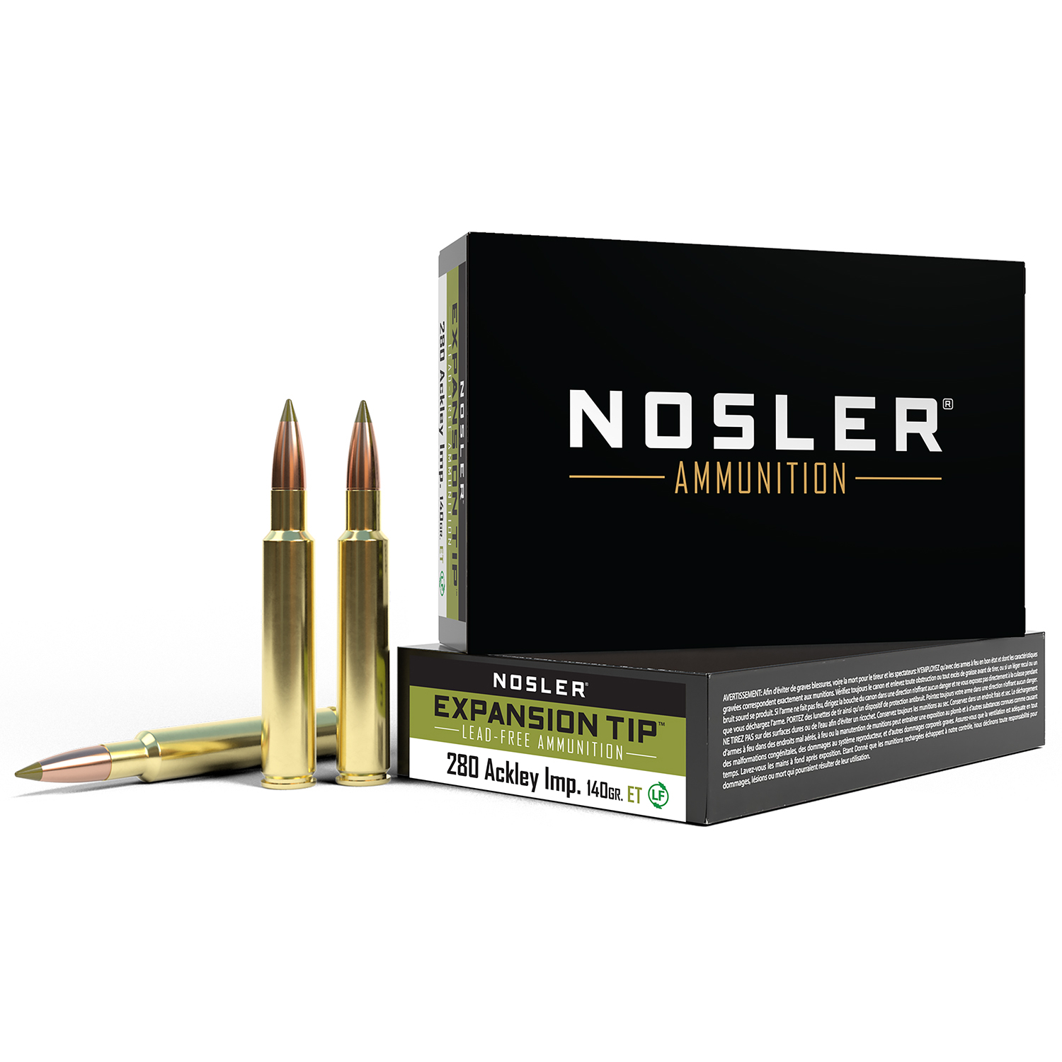 Nosler E-tip 280 Ackley Improved 140 Gr. 20 Rd. Ammo