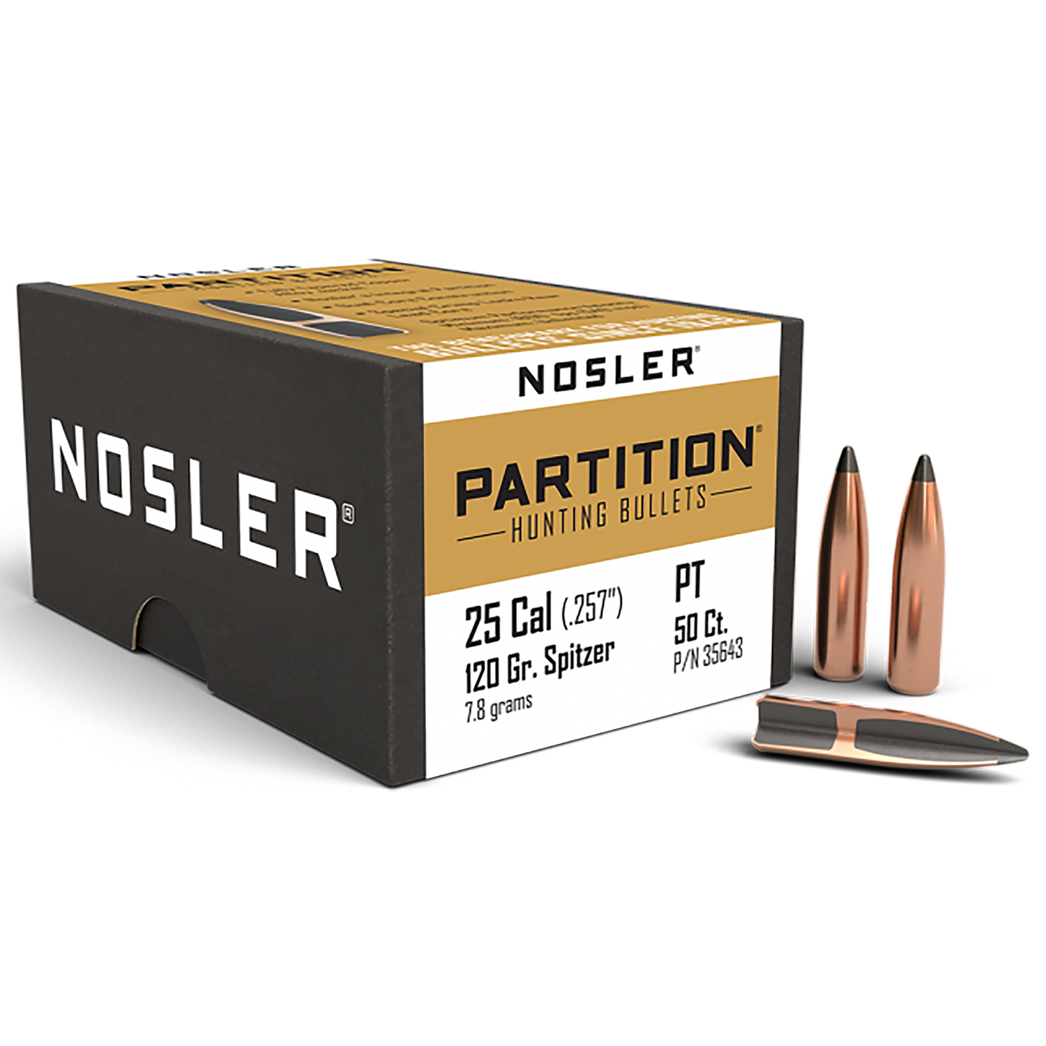 Nosler Partition 25 Cal .257 120 Gr Spitzer 50CT