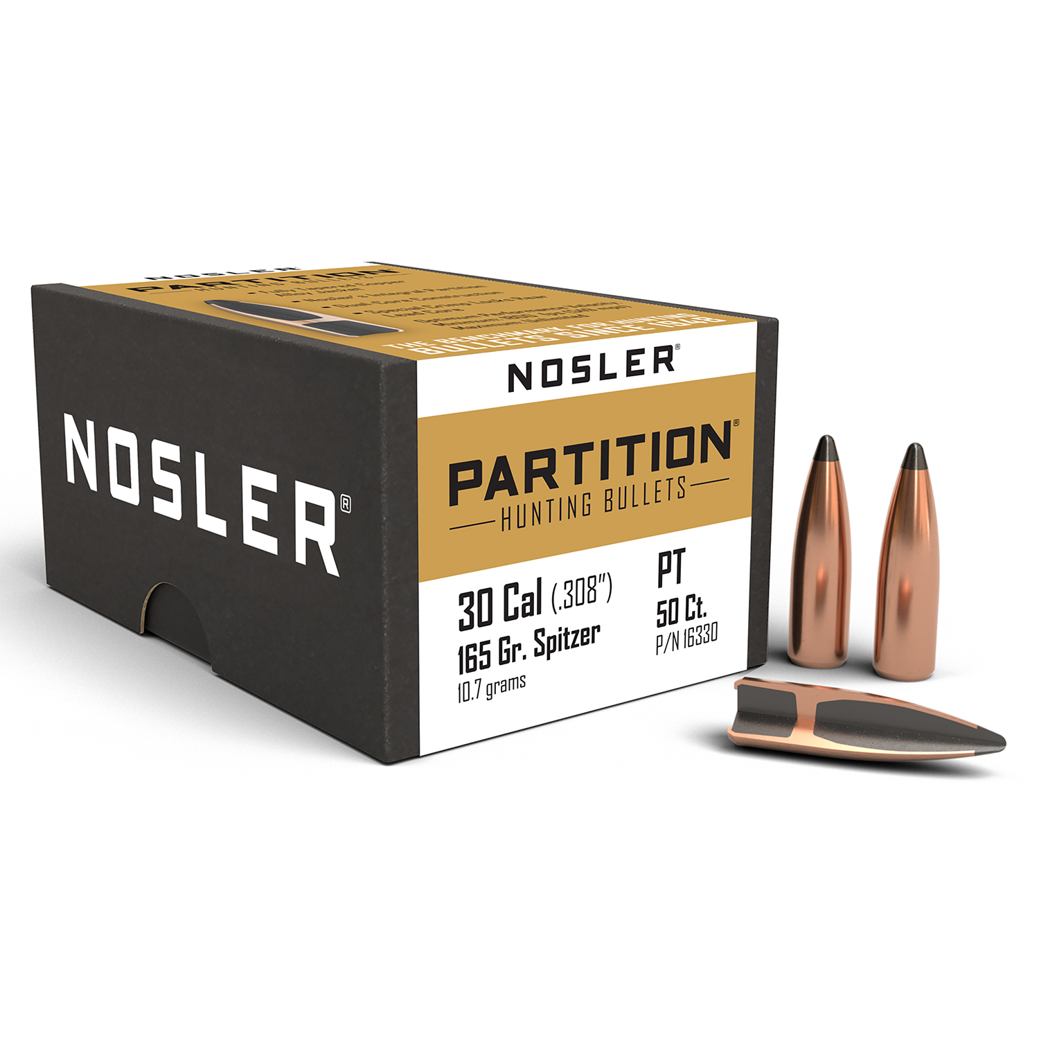 Nosler Partition 30 Cal .308 165GR Spitzer 50CT