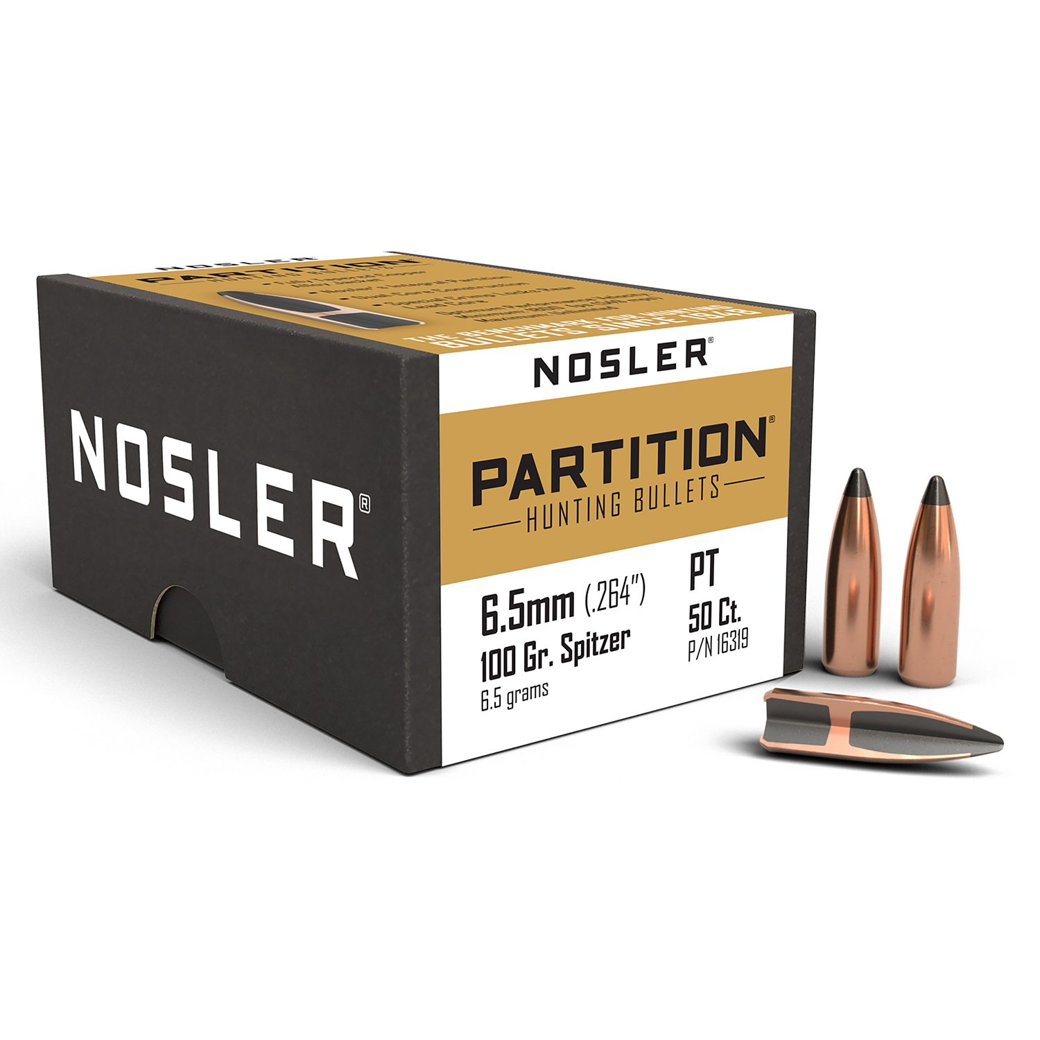 Nosler Partition Bullets 6.5MM 100 Gr. Spitzer Point 50 Pack