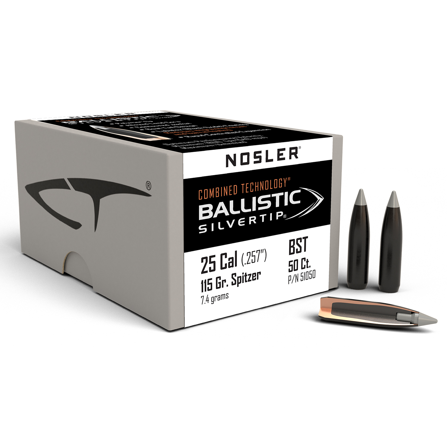 Nosler Ballistic Silvertip .25 Cal 115GR Spitzer Point 50 Pack
