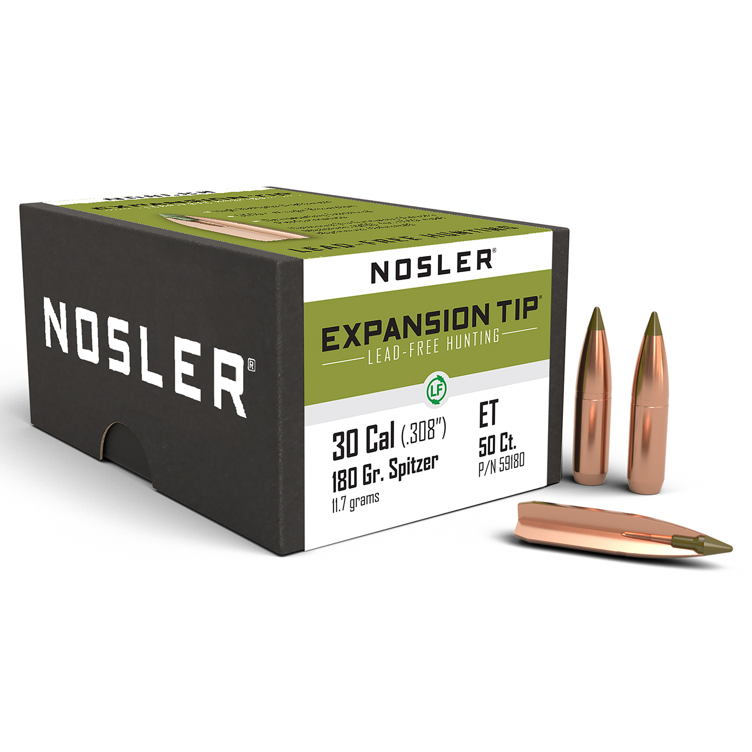 Nosler E-tip 30CAL .308 180GR Spitzer 50B
