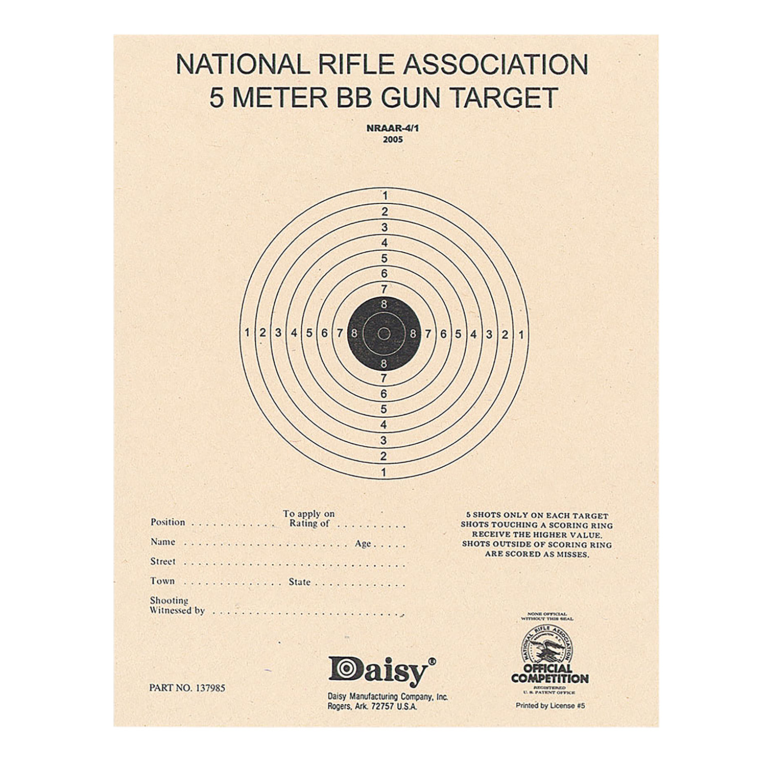 Daisy 408 Nra 5-METER Target Air Rifle Black/white 50PK