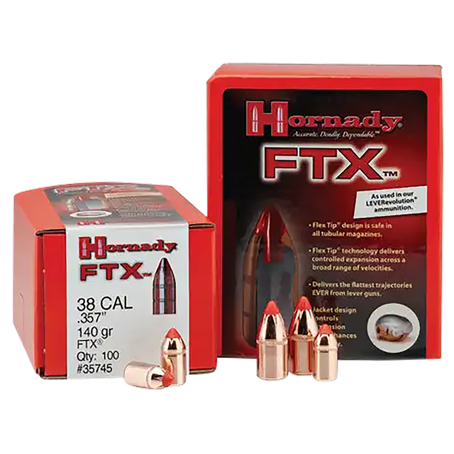 Hornady 45 Cal .452 250 Gr Ftx Rifle Bullets 50 Per Box