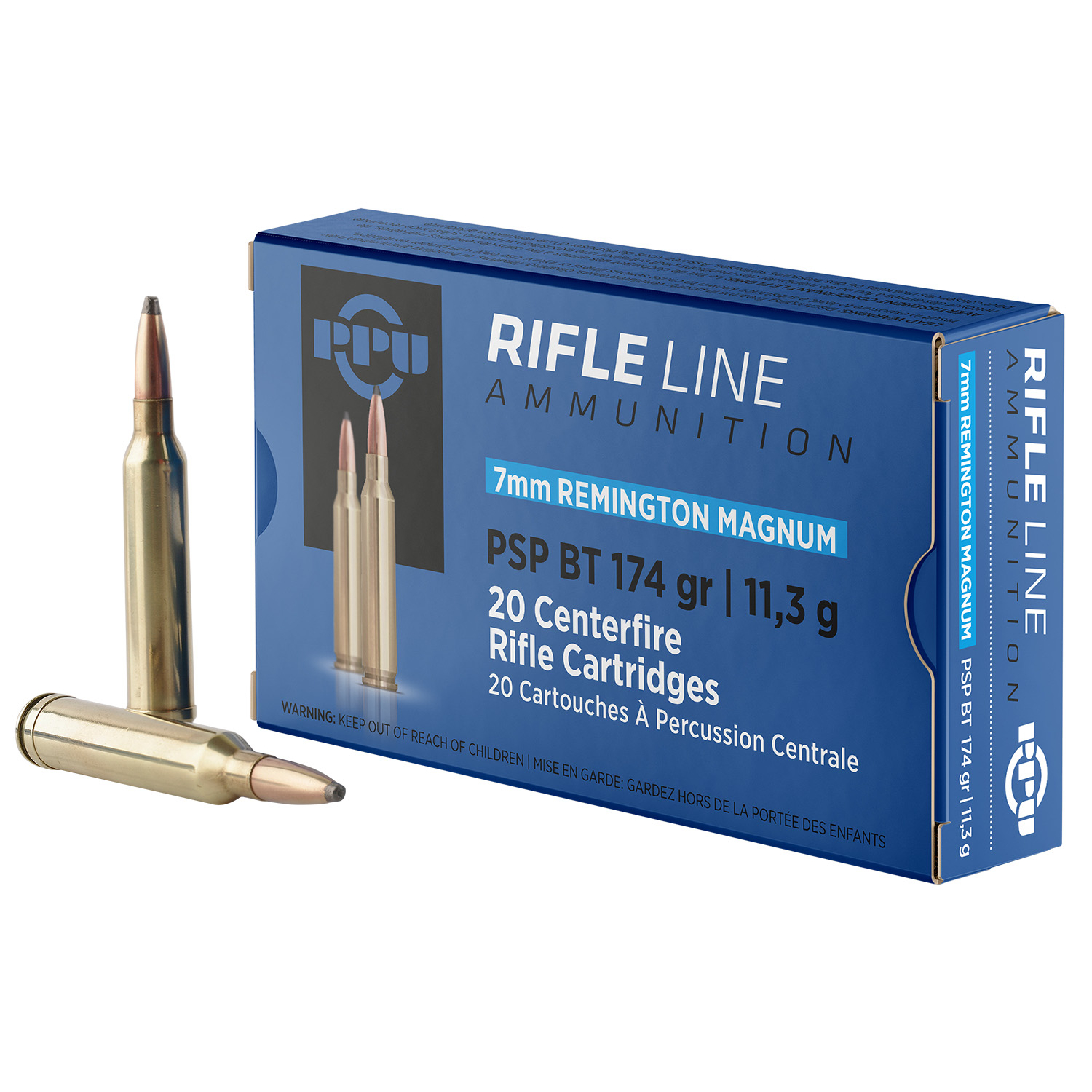 Ppu PP7RM2 7MM Rem Mag 174GR Pointed Soft Point Boat Tail 20/10