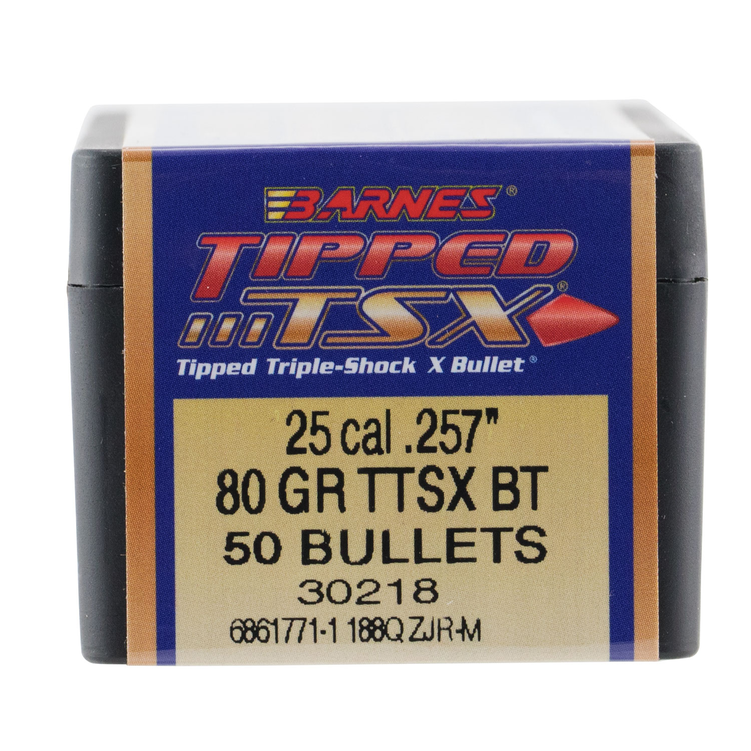 Barnes Ttsx 25 Cal .257 Dia 80 Gr Boat Tail Bullets 50
