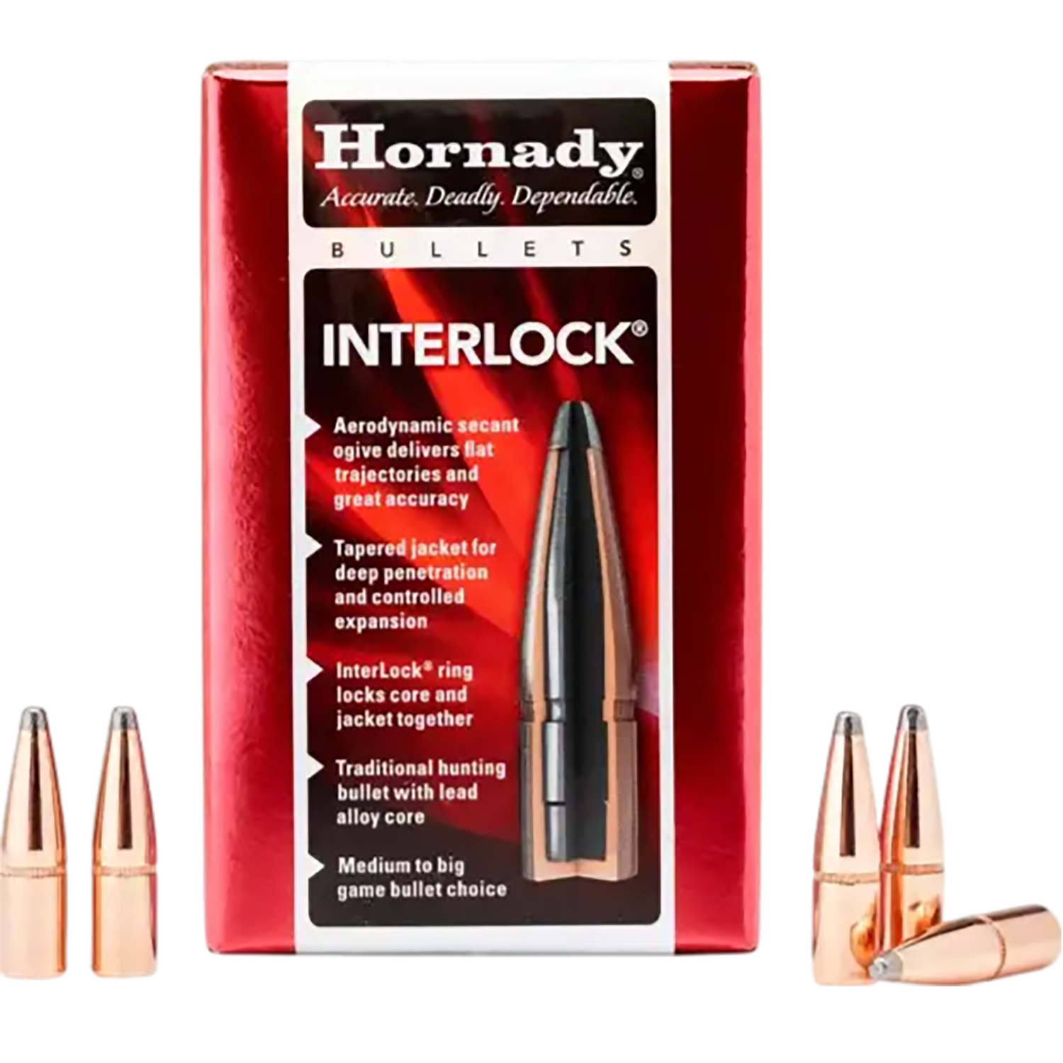Hornady Interlock 30 Caliber 220 Gr. Round Nose 100 Rounds