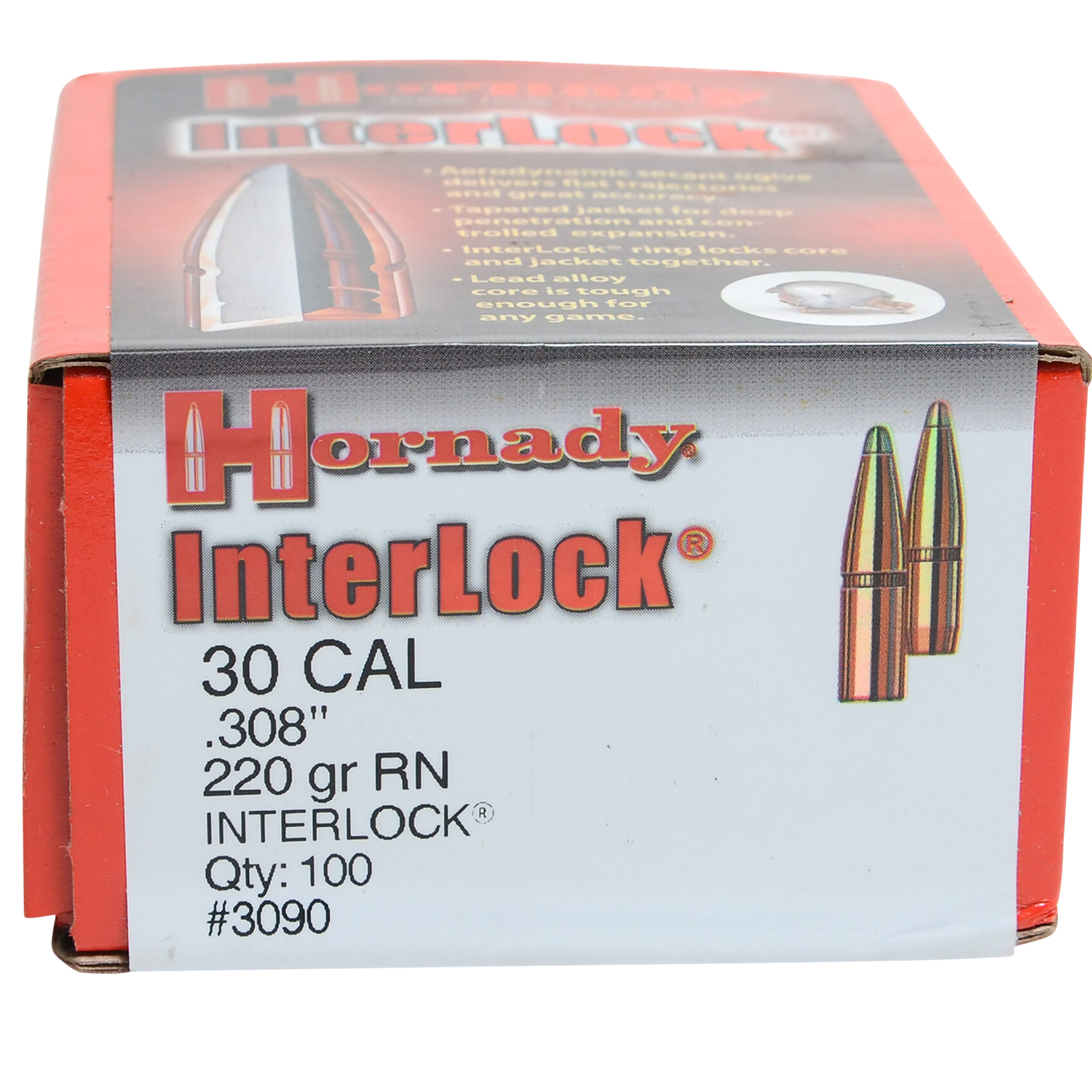 Hornady Interlock 30 Caliber 220 Gr. Round Nose 100 Rounds - Image 2