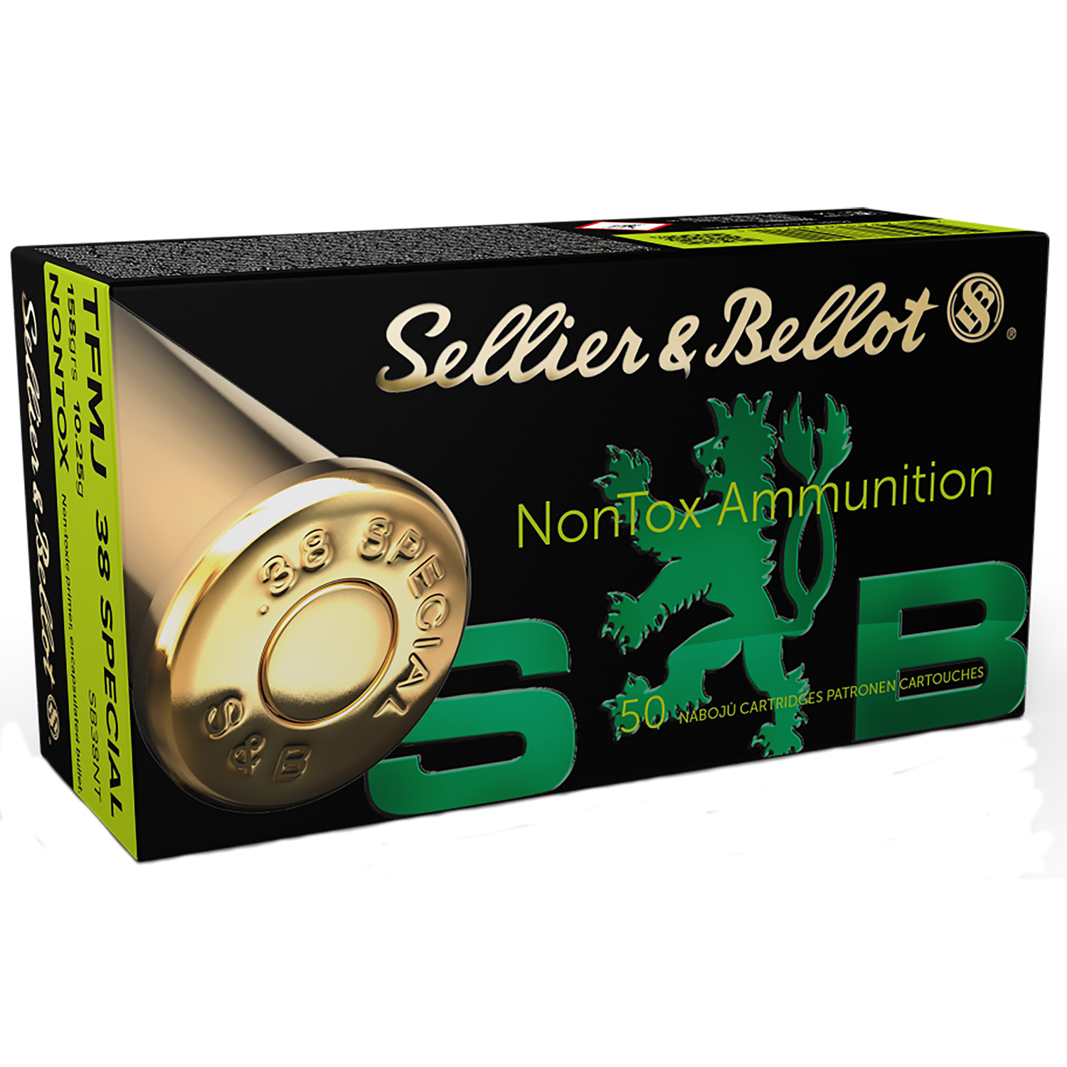 S&b SB38NT 38 Special 158GR Non-tox Ammo 50/20