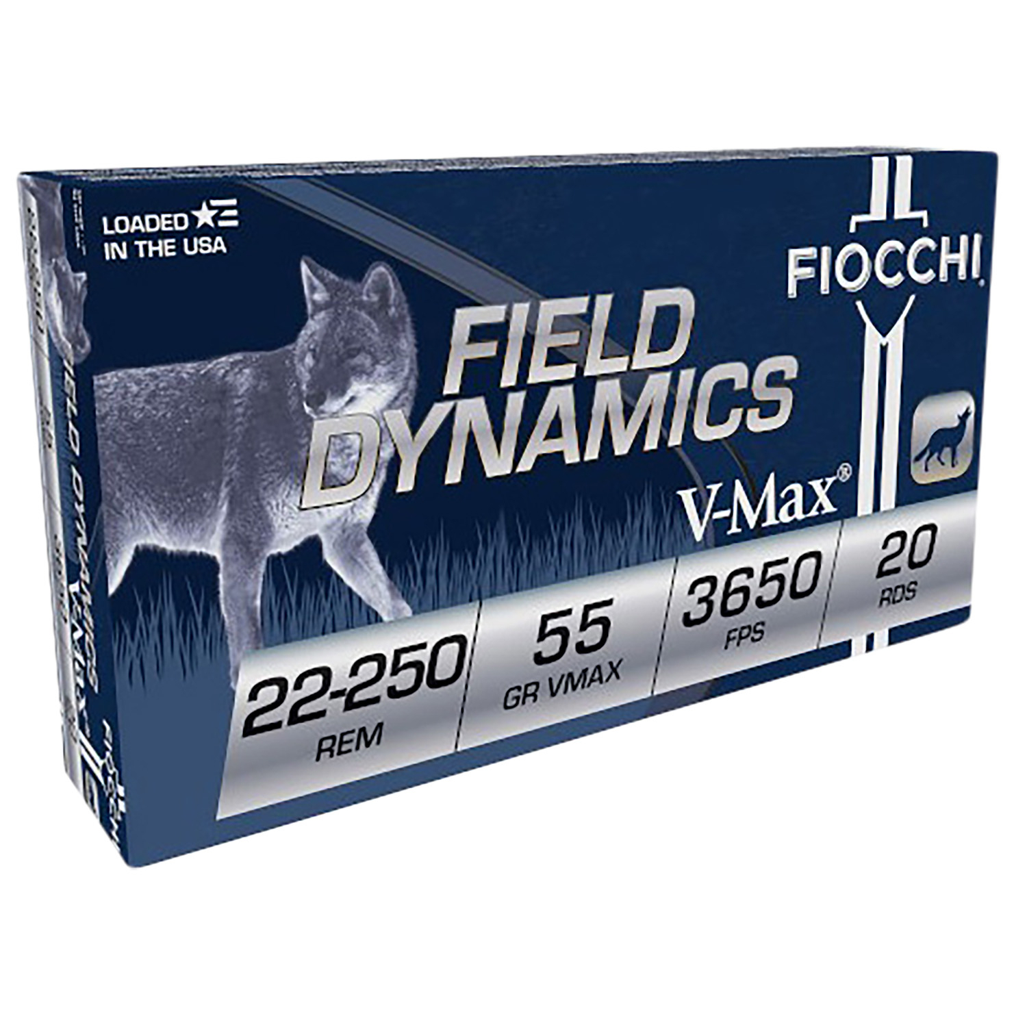 Fiocchi 22-250 Rem 55 Gr V-max 20-ROUND Ammunition