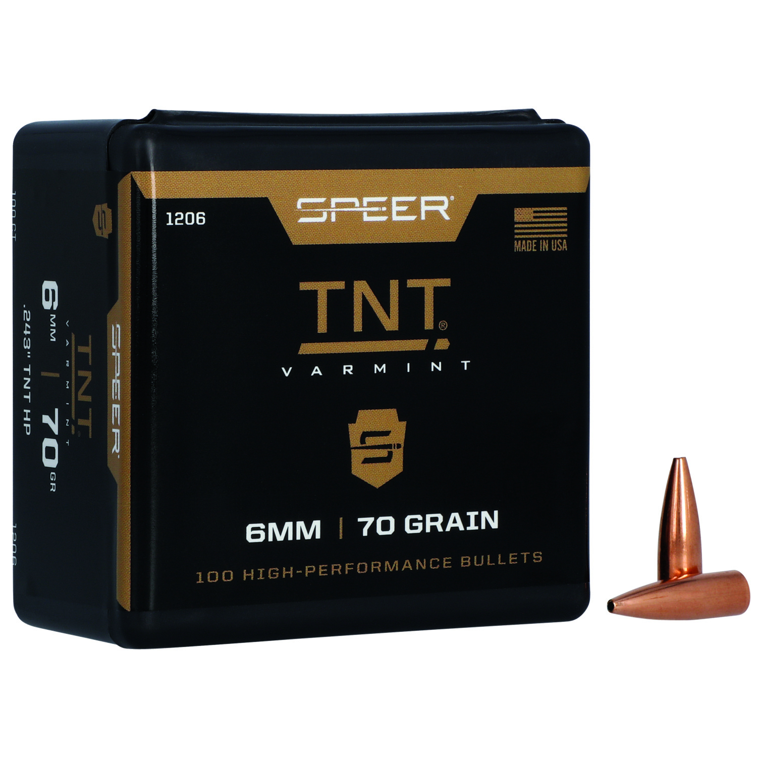 Speer Bullets 6MM .243 70 Gr Jacketed Hollow Point 100 Per Box