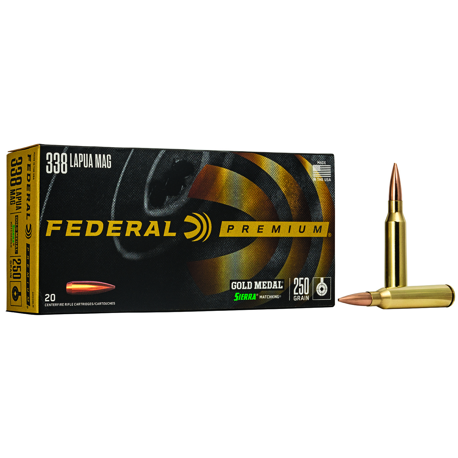 Federal Gold Medal 338 Lapua 250GR 20RD Ammo