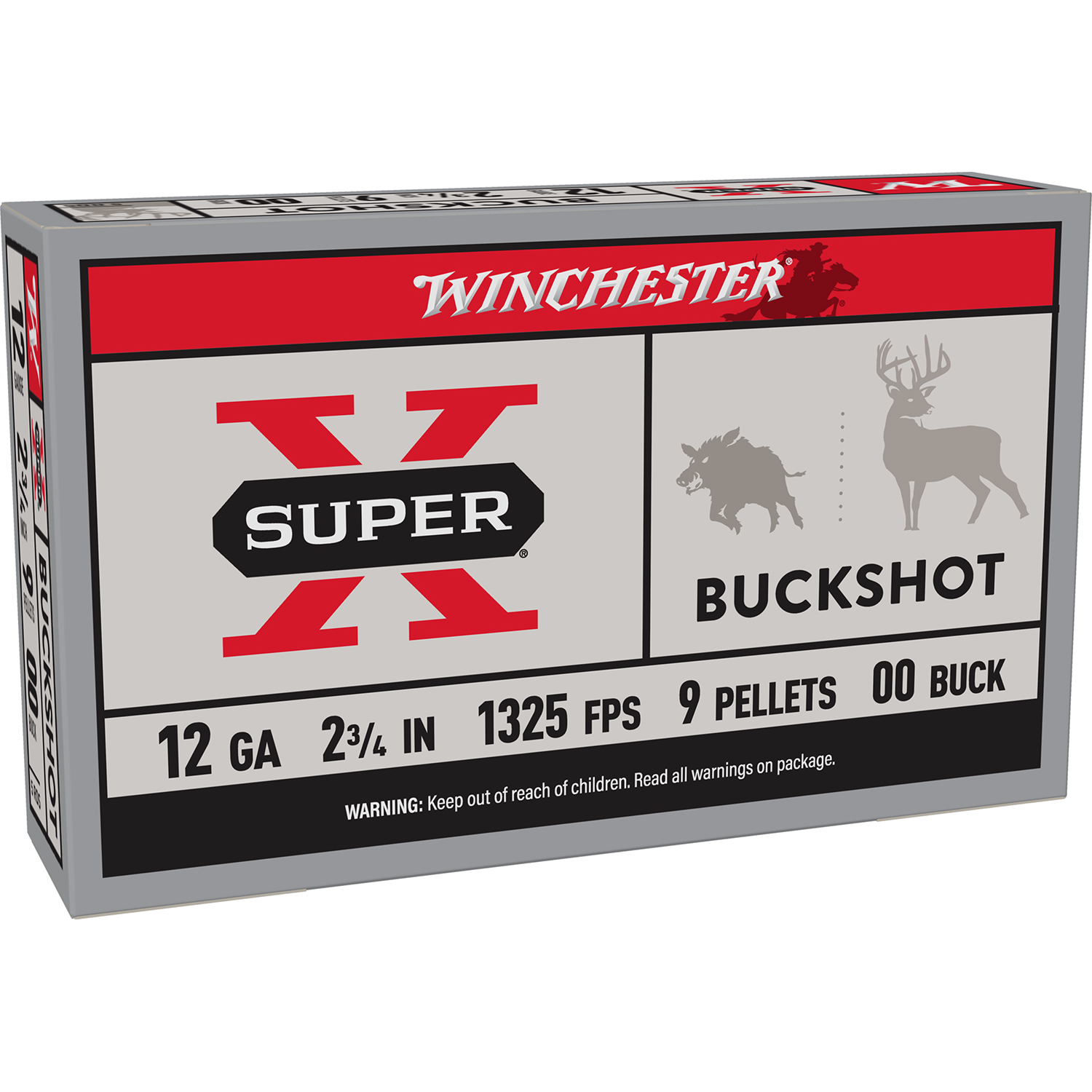 Winchester Super X 12GA 2 3/4 00 Buckshot 9 Pellets 5RD