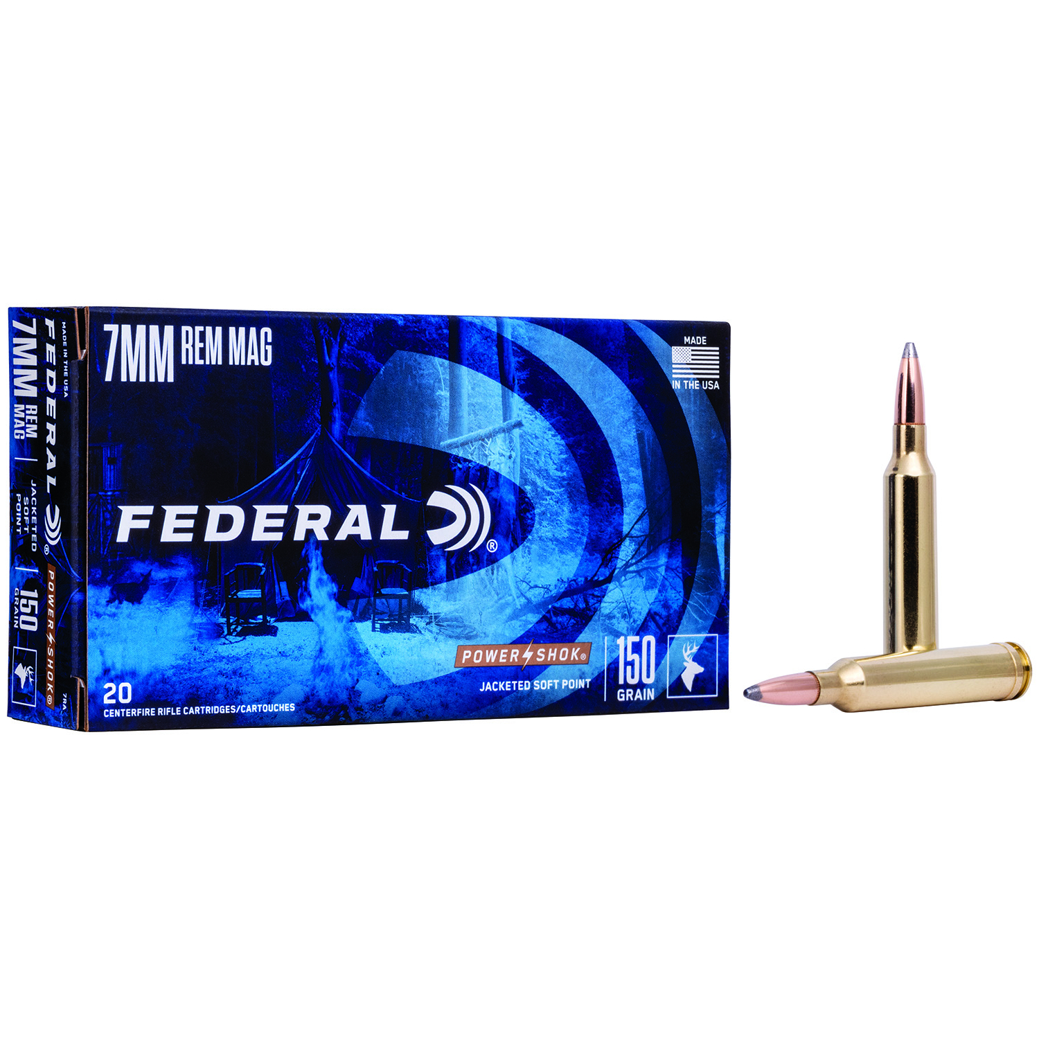 Federal Power Shok 7MM Rem Mag 150GR Soft Point 20RD