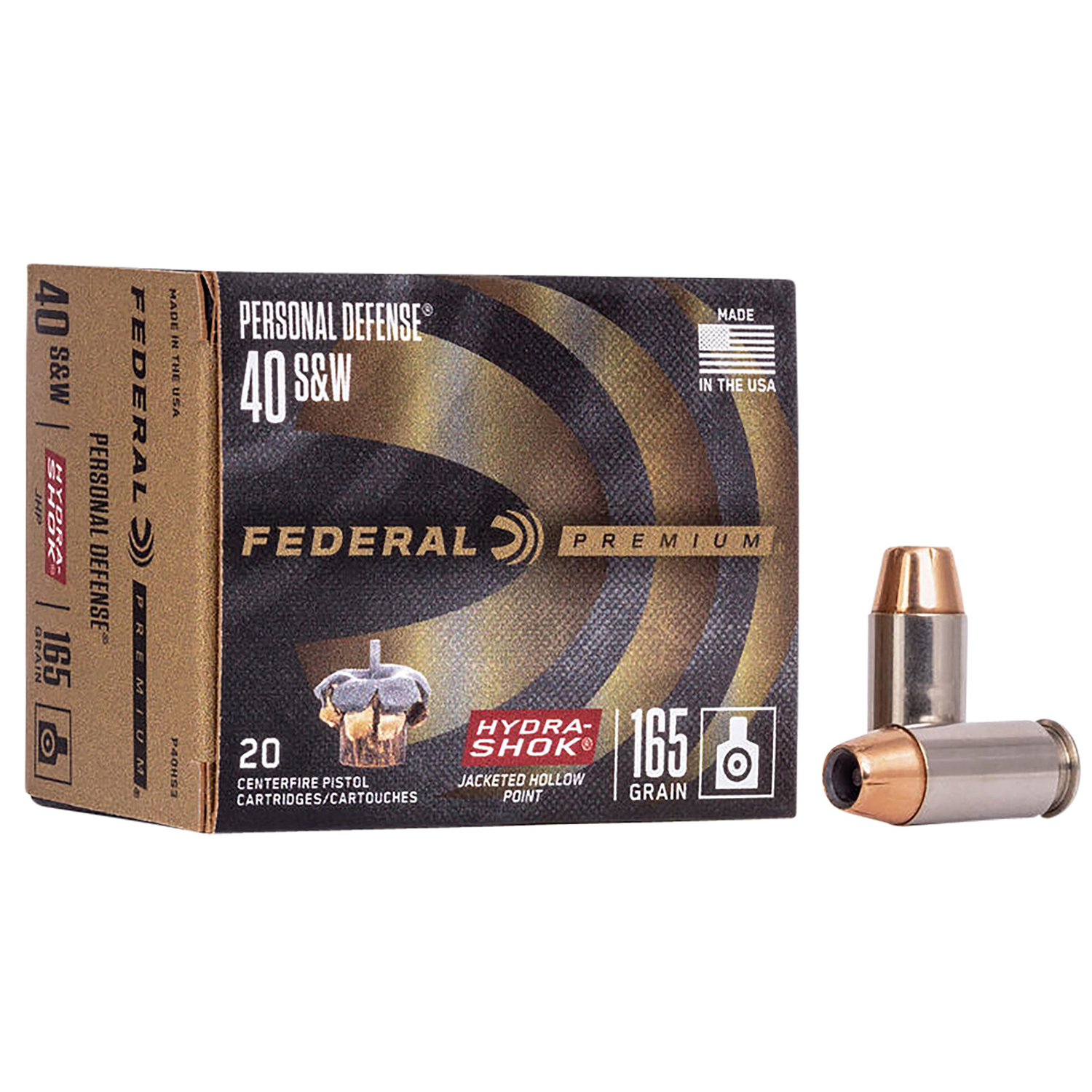 Federal Premium Hydra-shok 40 S&w 165GR Jhp 20RD