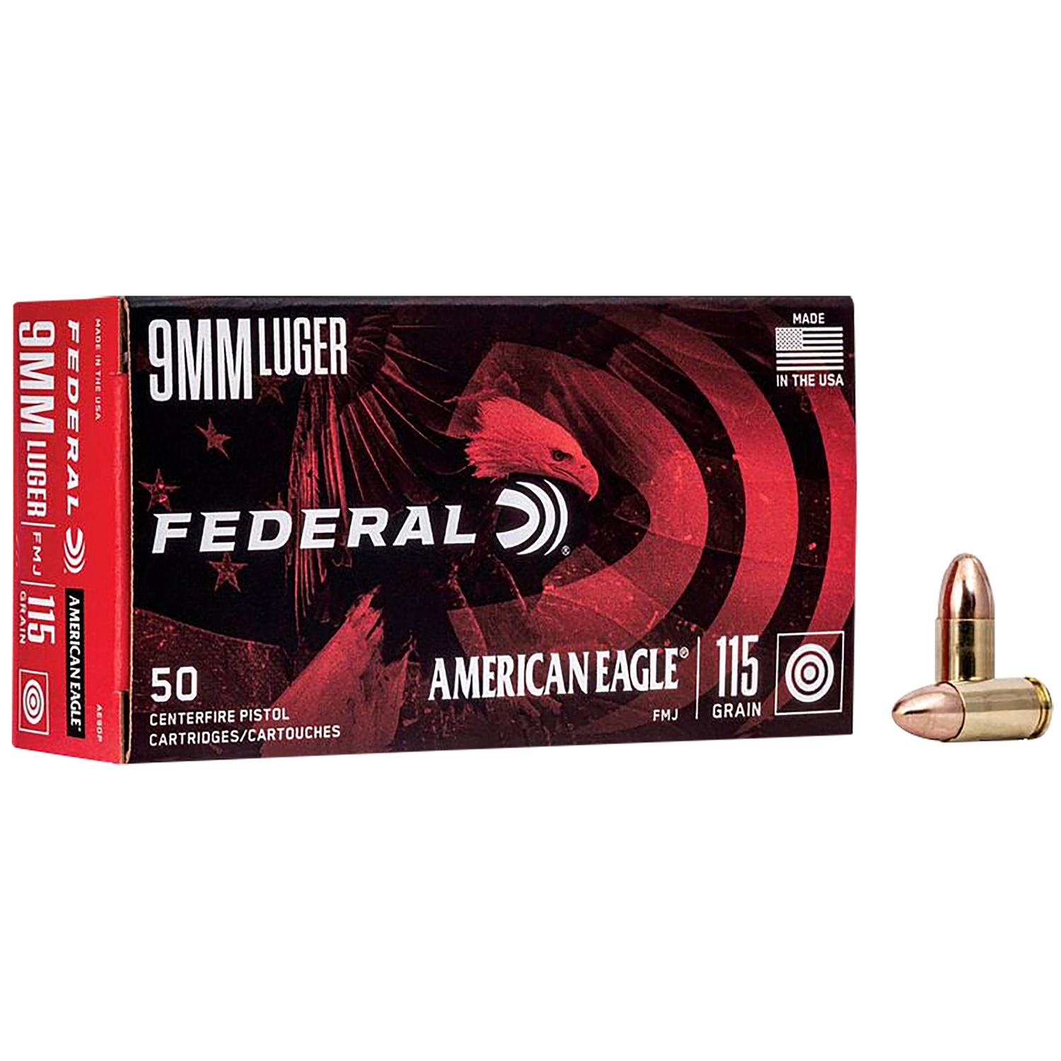 Federal American Eagle 9MM 115GR Fmj Ammo 50RD