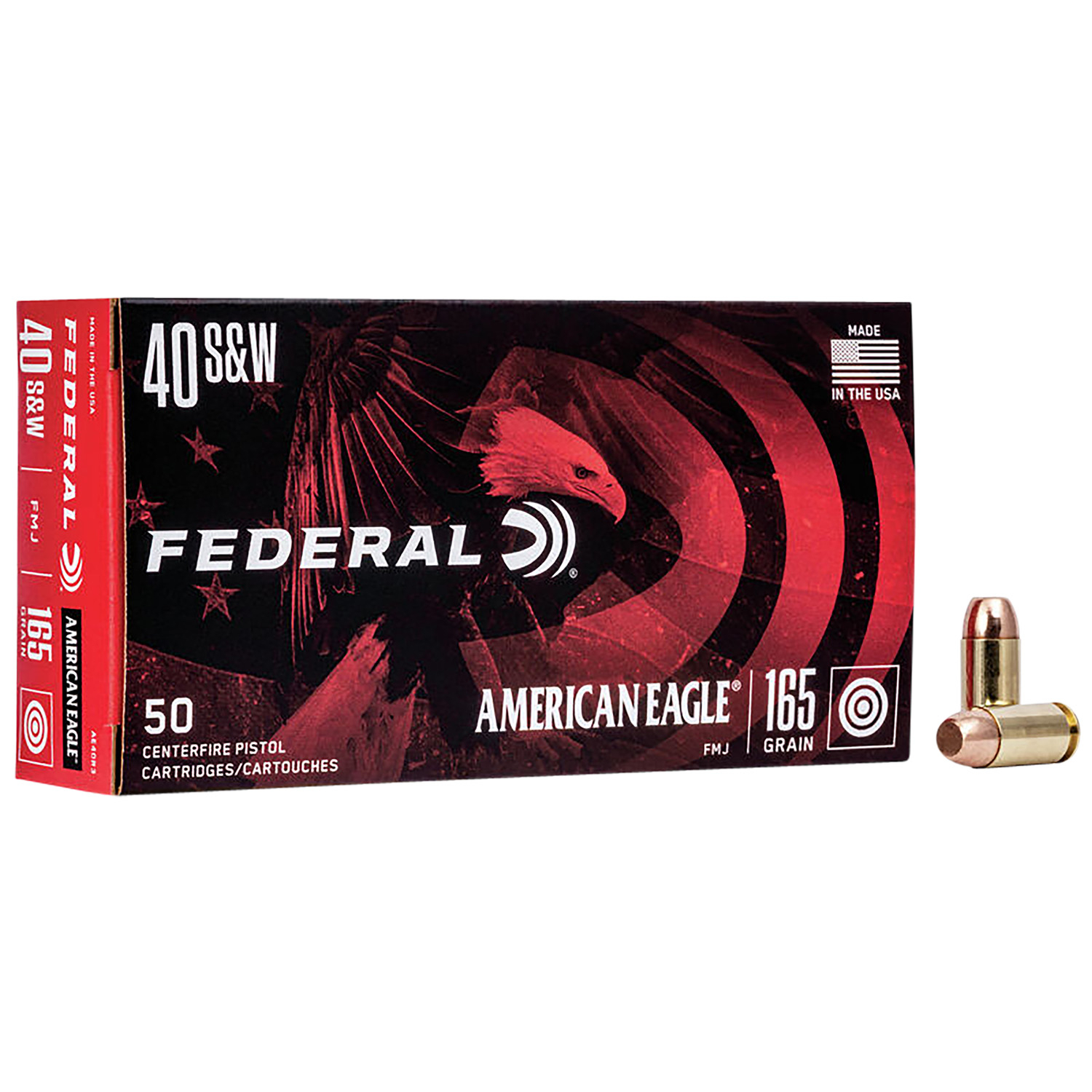 Federal American Eagle 40 S&w 165 Gr Fmj Ball 50 Rd