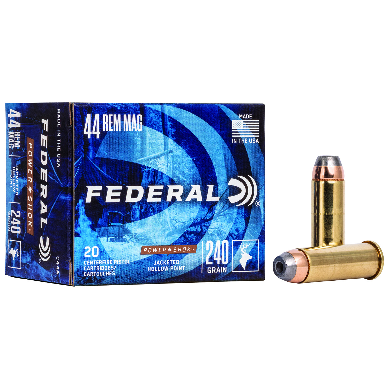Federal Power-shok 44 Rem Mag 240GR Jhp Ammo 20RD