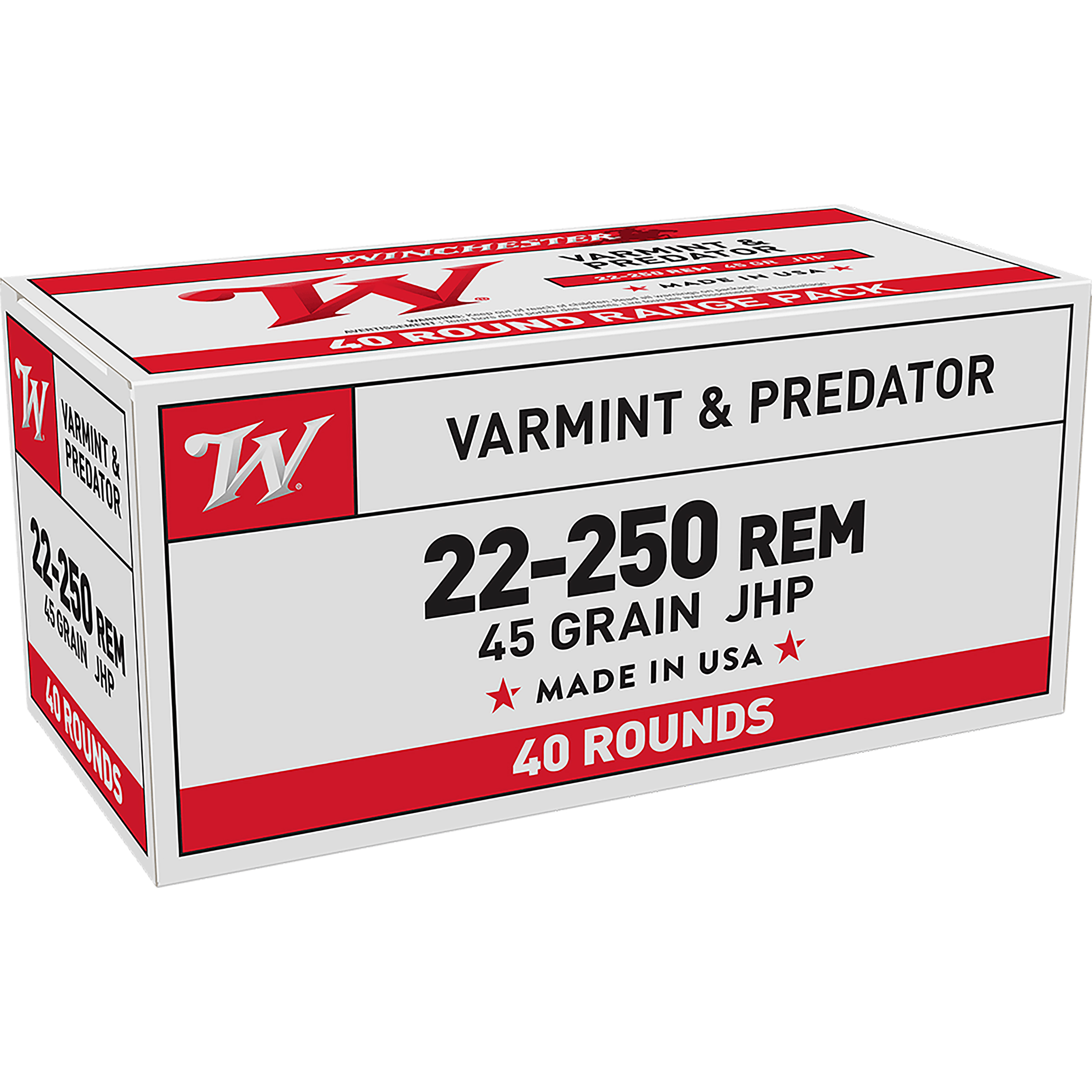 Winchester 22-250 Rem 45GR Jhp 40 Rd.