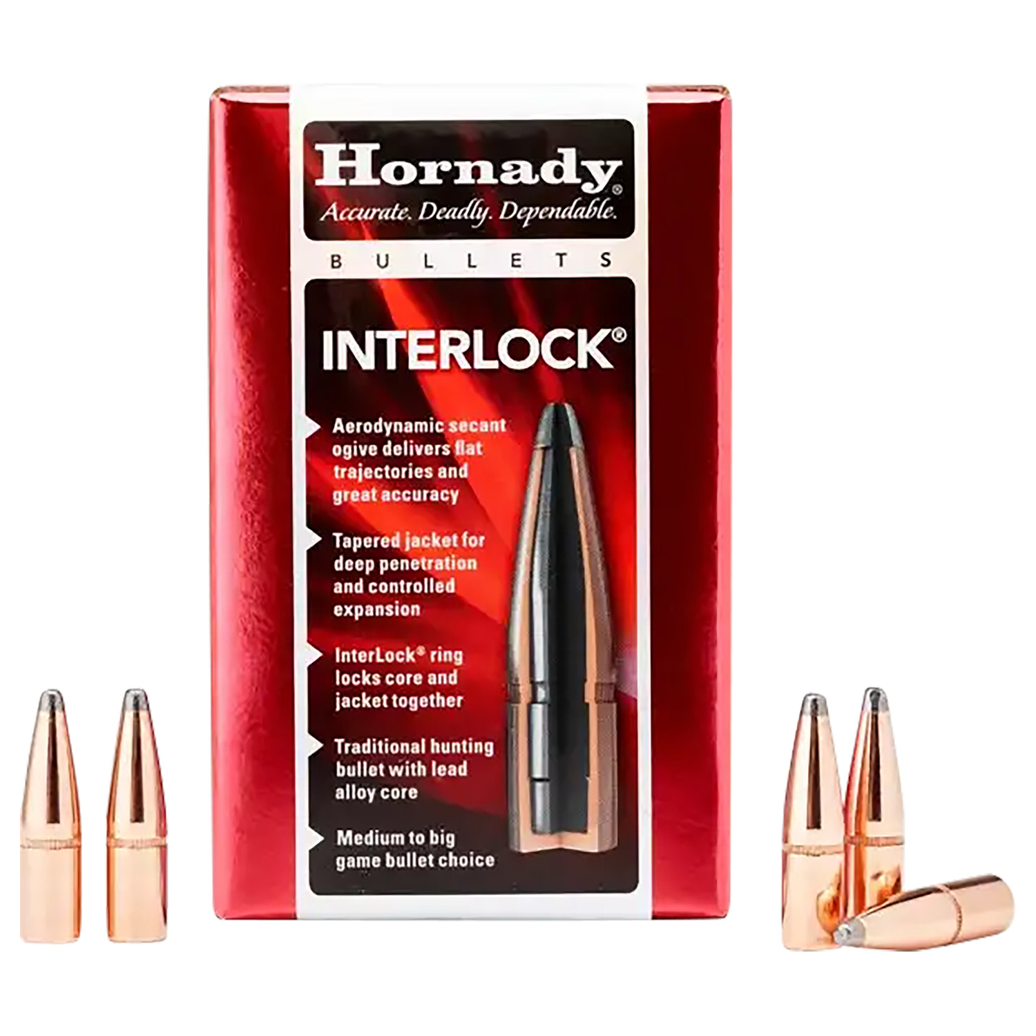 Hornady 45 Cal .458 350 Gr Flat Point Interlock 50 Per Box