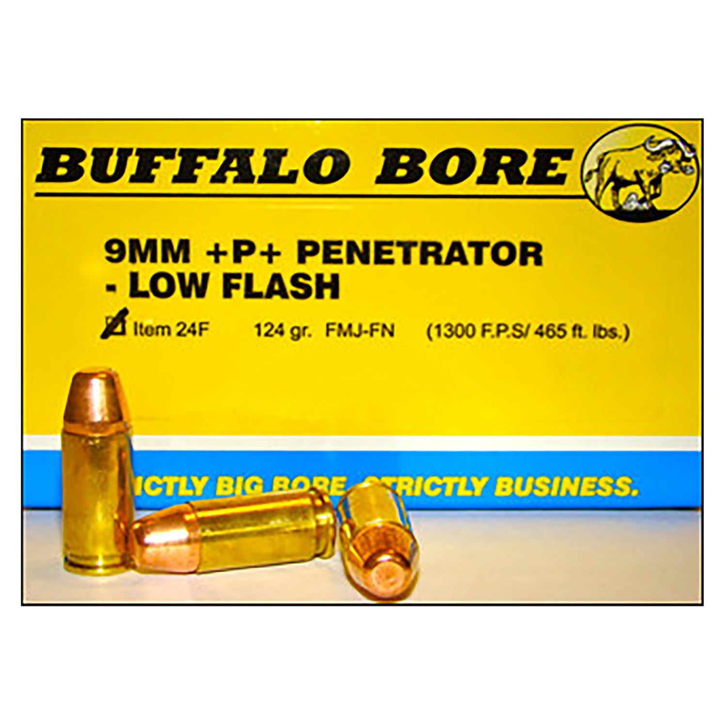 Buffalo Bore 9MM Luger +p+ 124GR Fmj Flat Nose 20 Rounds